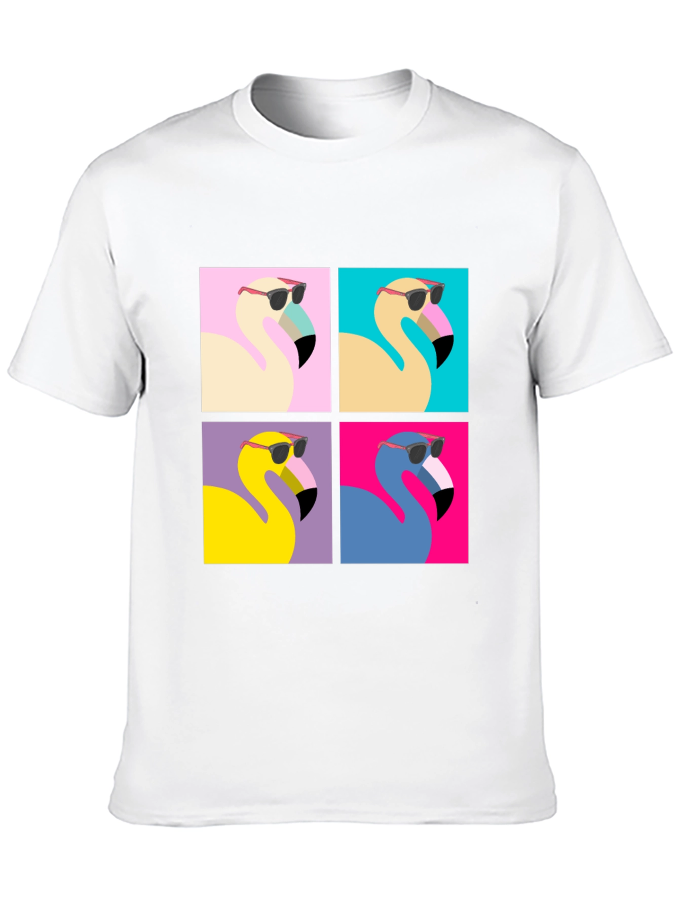 Cool Flamingo Pop Art Black Tee