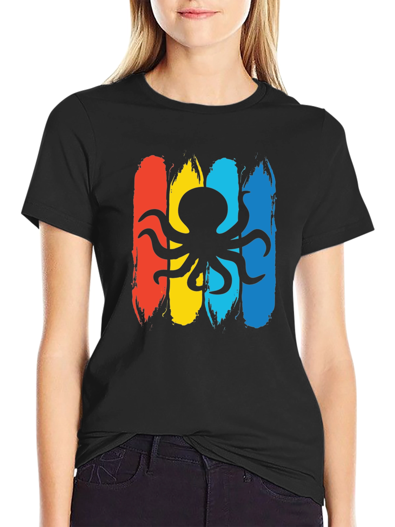 Octopus Graphic Mens Black T-Shirt