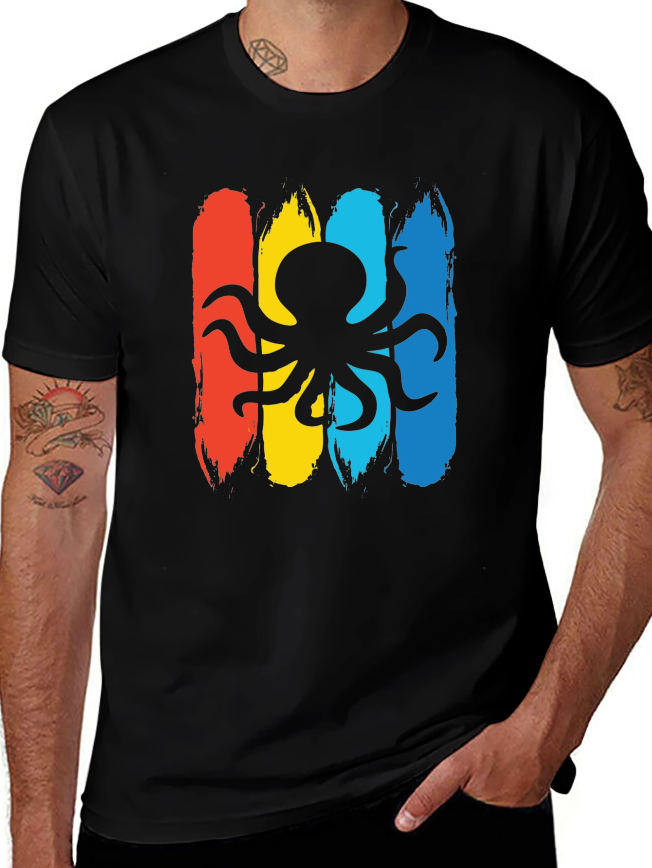 Octopus Graphic Mens Black T-Shirt