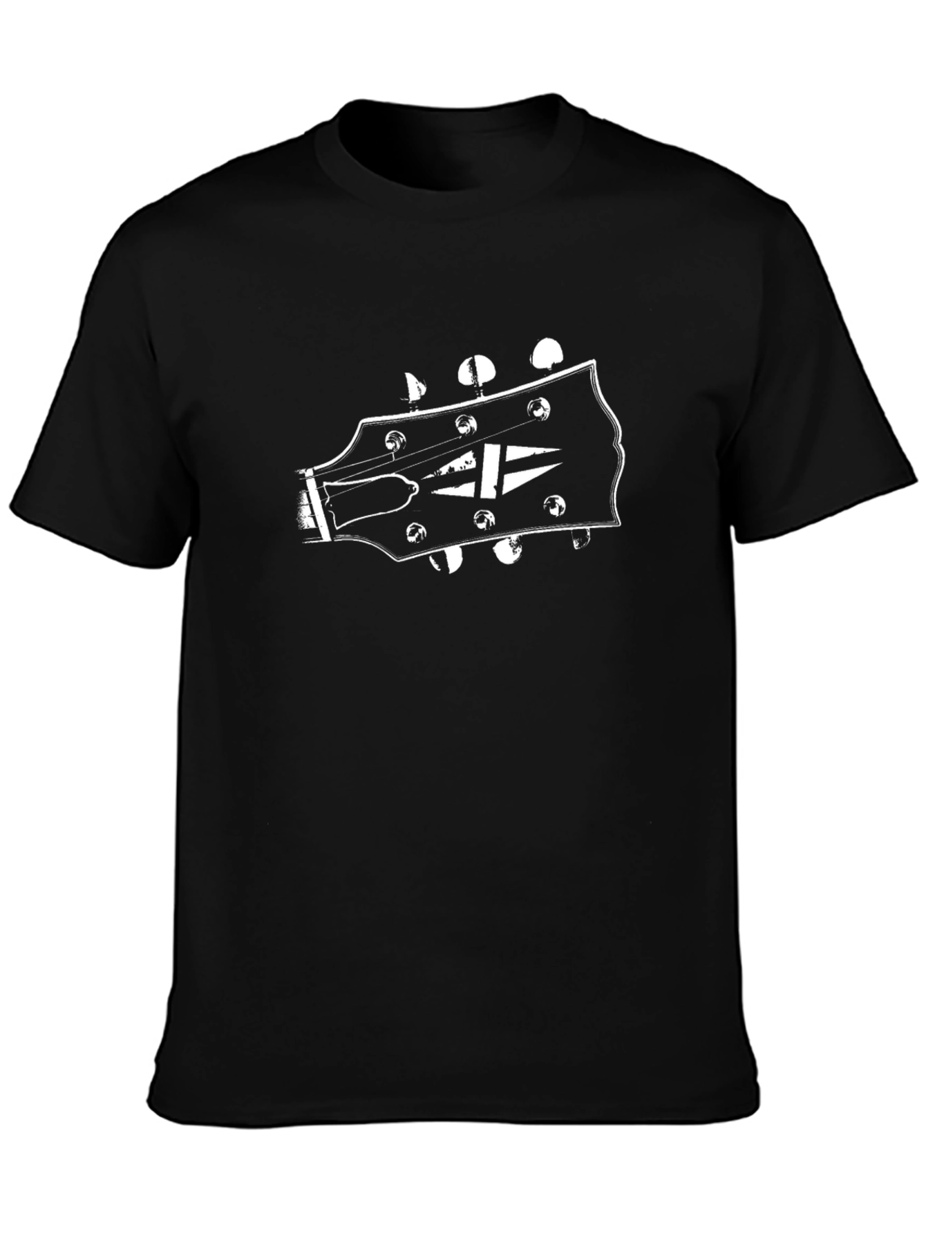 Guitar Headstock Graphic Black T-Shirt