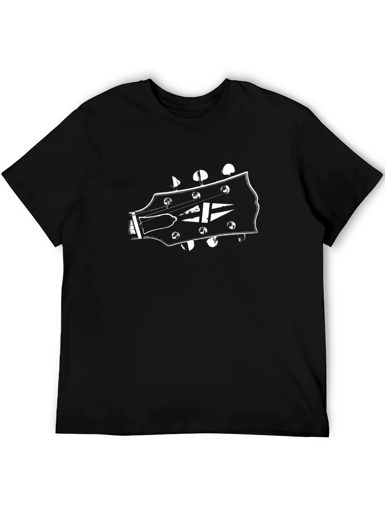 Guitar Headstock Graphic Black T-Shirt