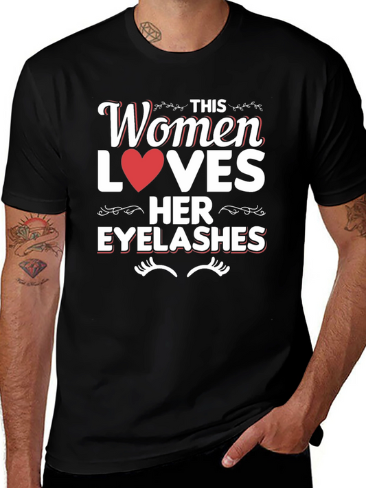 Women Love Eyelashes Graphic Tee - Stylish Cotton Blend Shirt