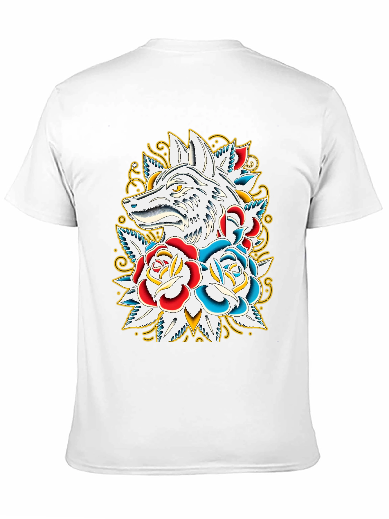 Wolf & Roses Graphic T-Shirt - Black