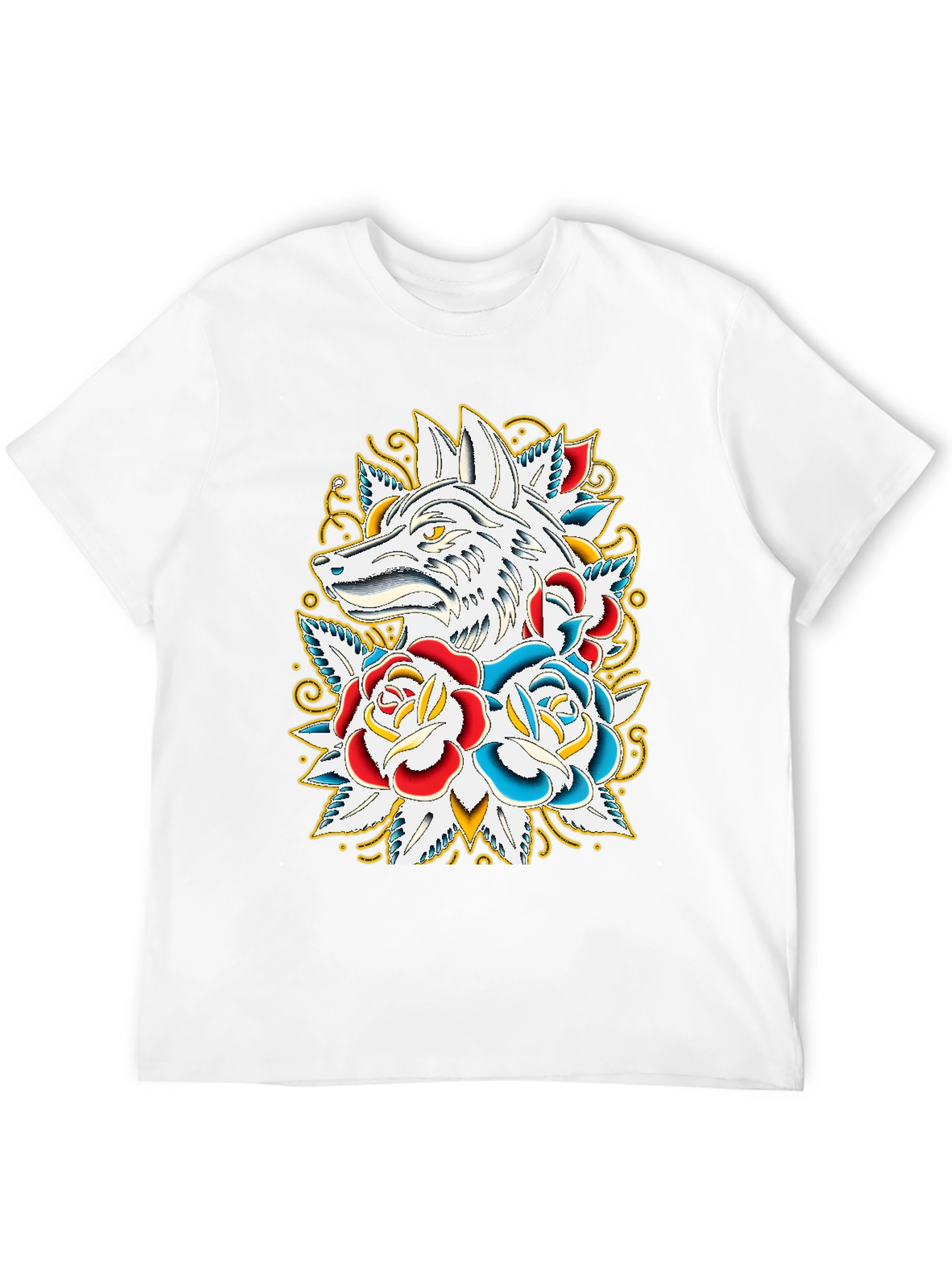 Wolf & Roses Graphic T-Shirt - Black