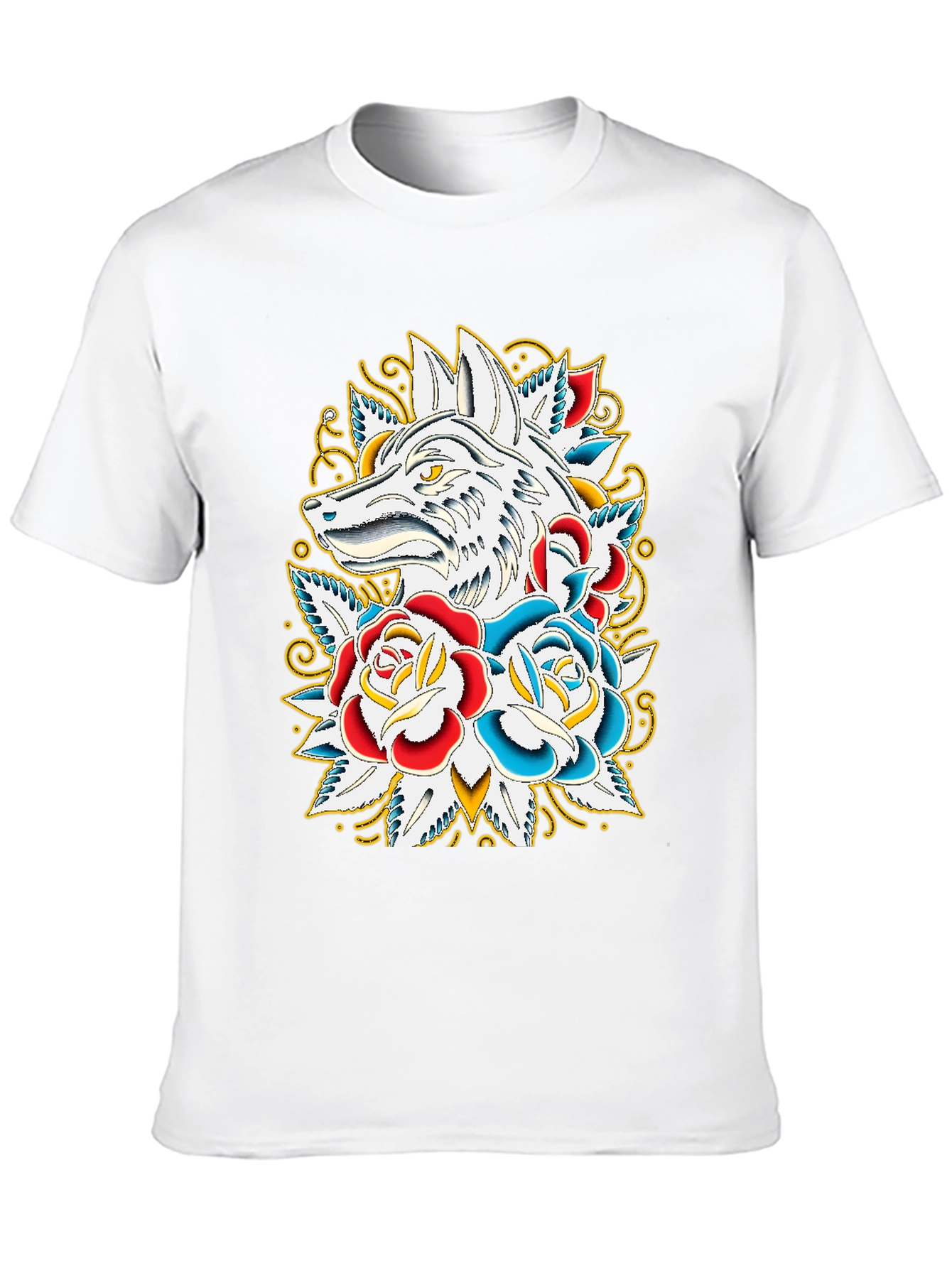 Wolf & Roses Graphic T-Shirt - Black