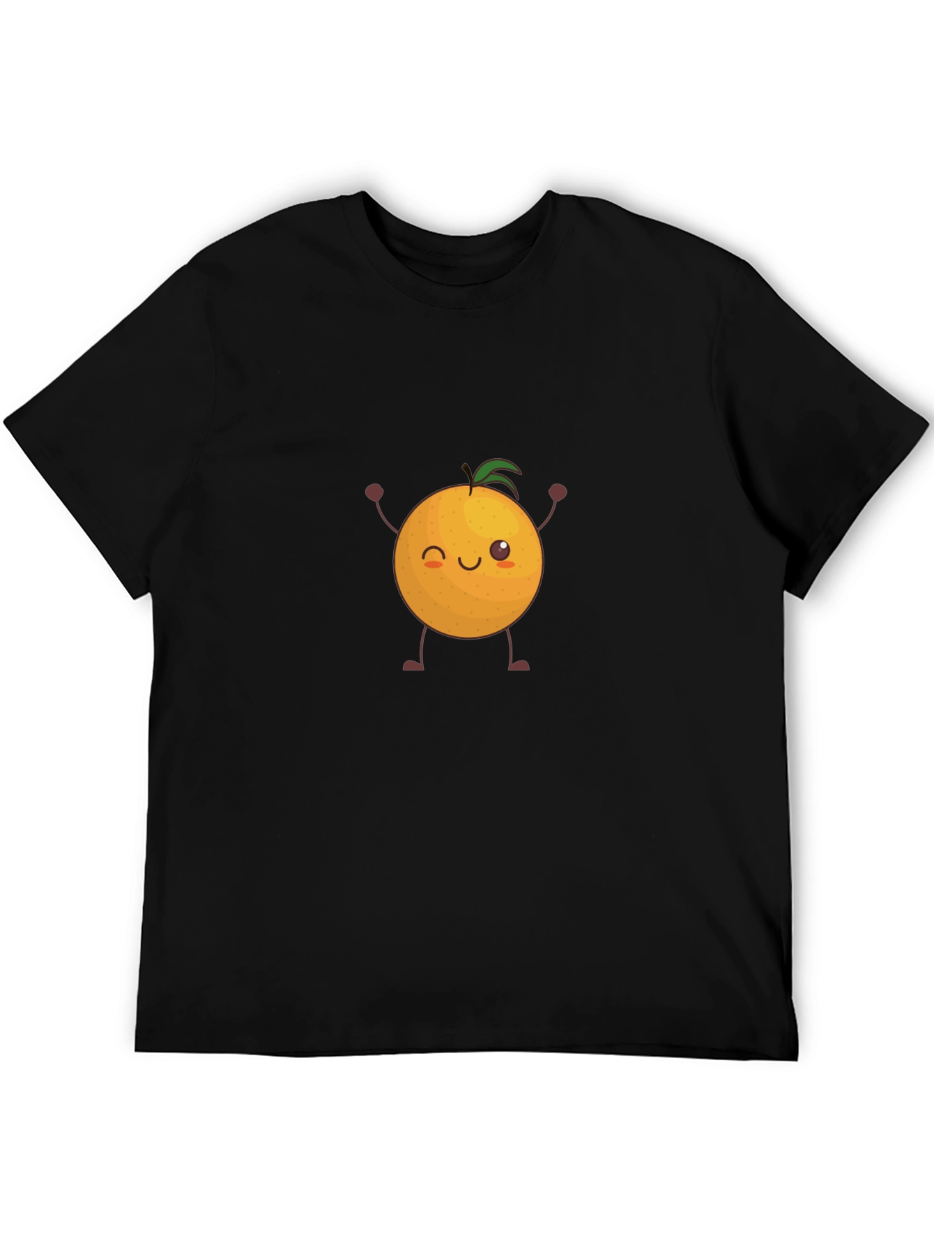 Cute Orange Graphic Tee - Black Cotton T-Shirt