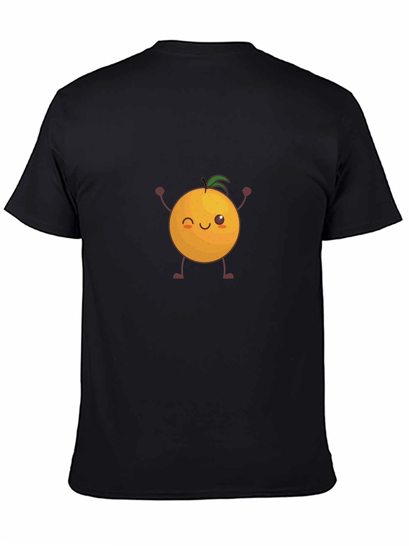 Cute Orange Graphic Tee - Black Cotton T-Shirt