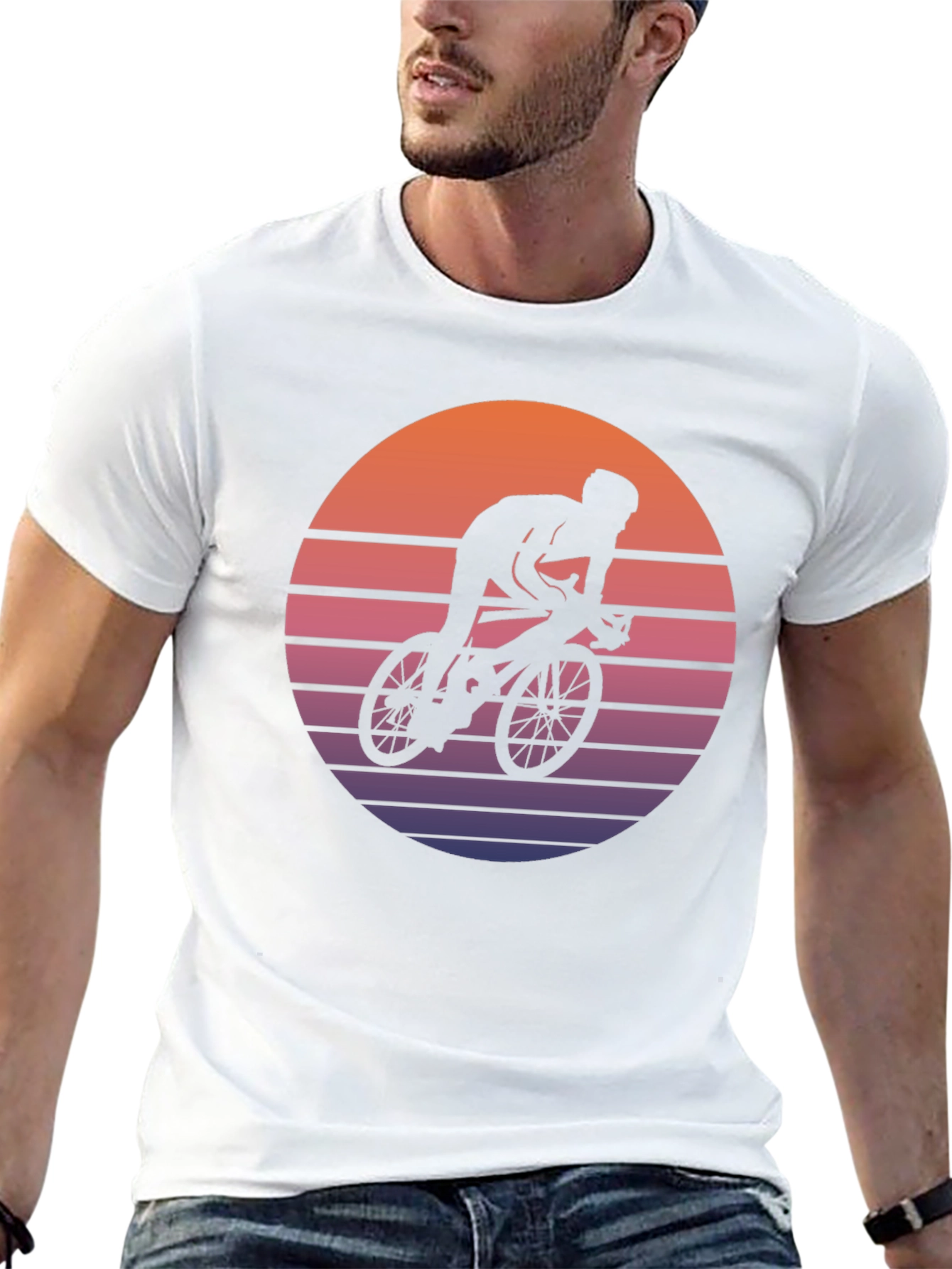 Retro Sunset Cyclist Graphic Tee