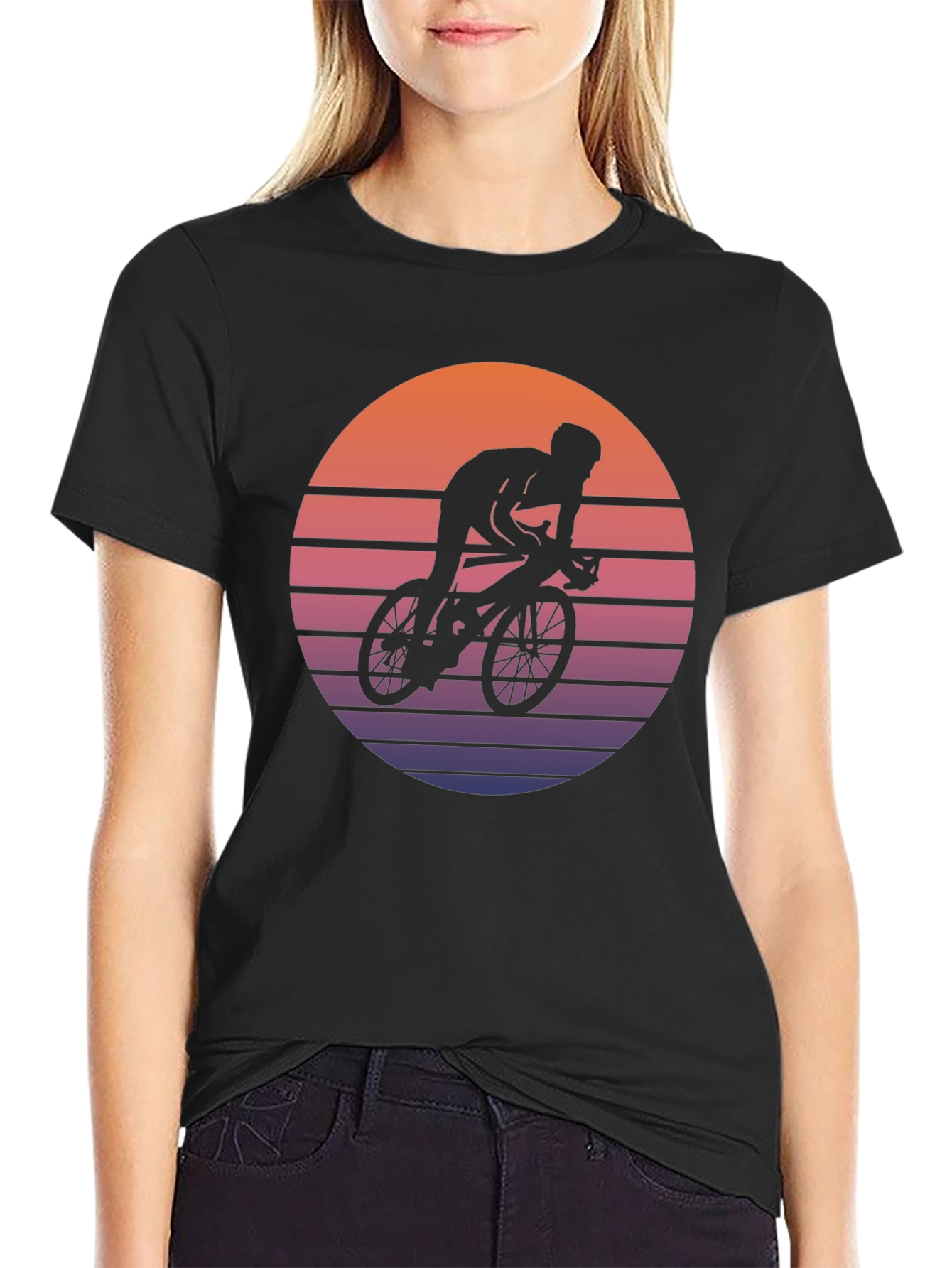 Retro Sunset Cyclist Graphic Tee