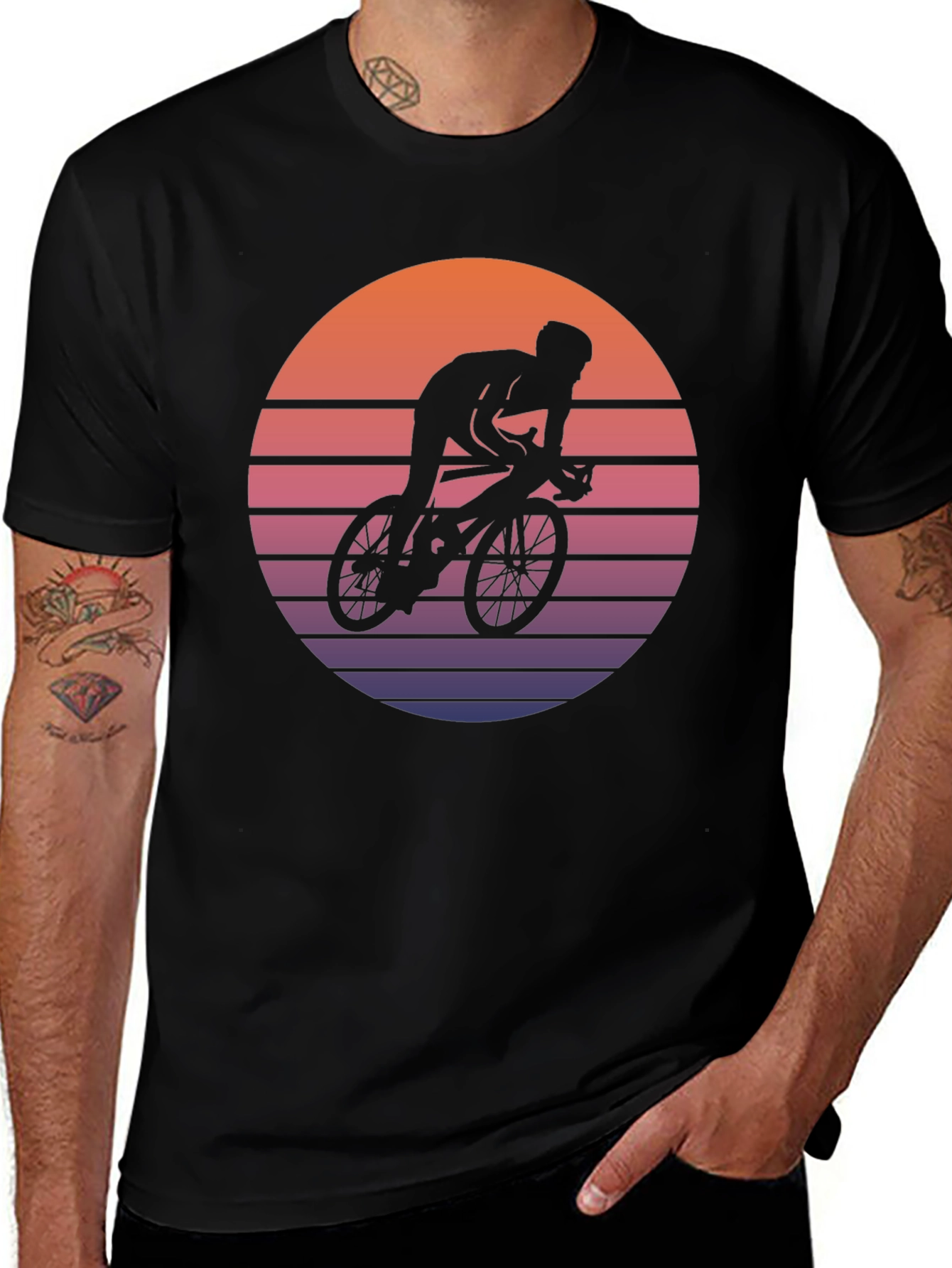 Retro Sunset Cyclist Graphic Tee