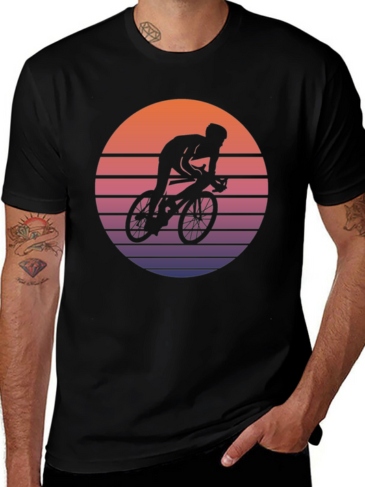 Retro Sunset Cyclist Graphic Tee