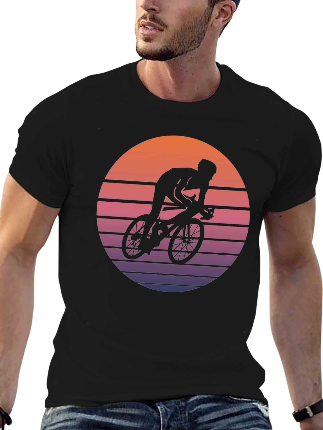 Retro Sunset Cyclist Graphic Tee