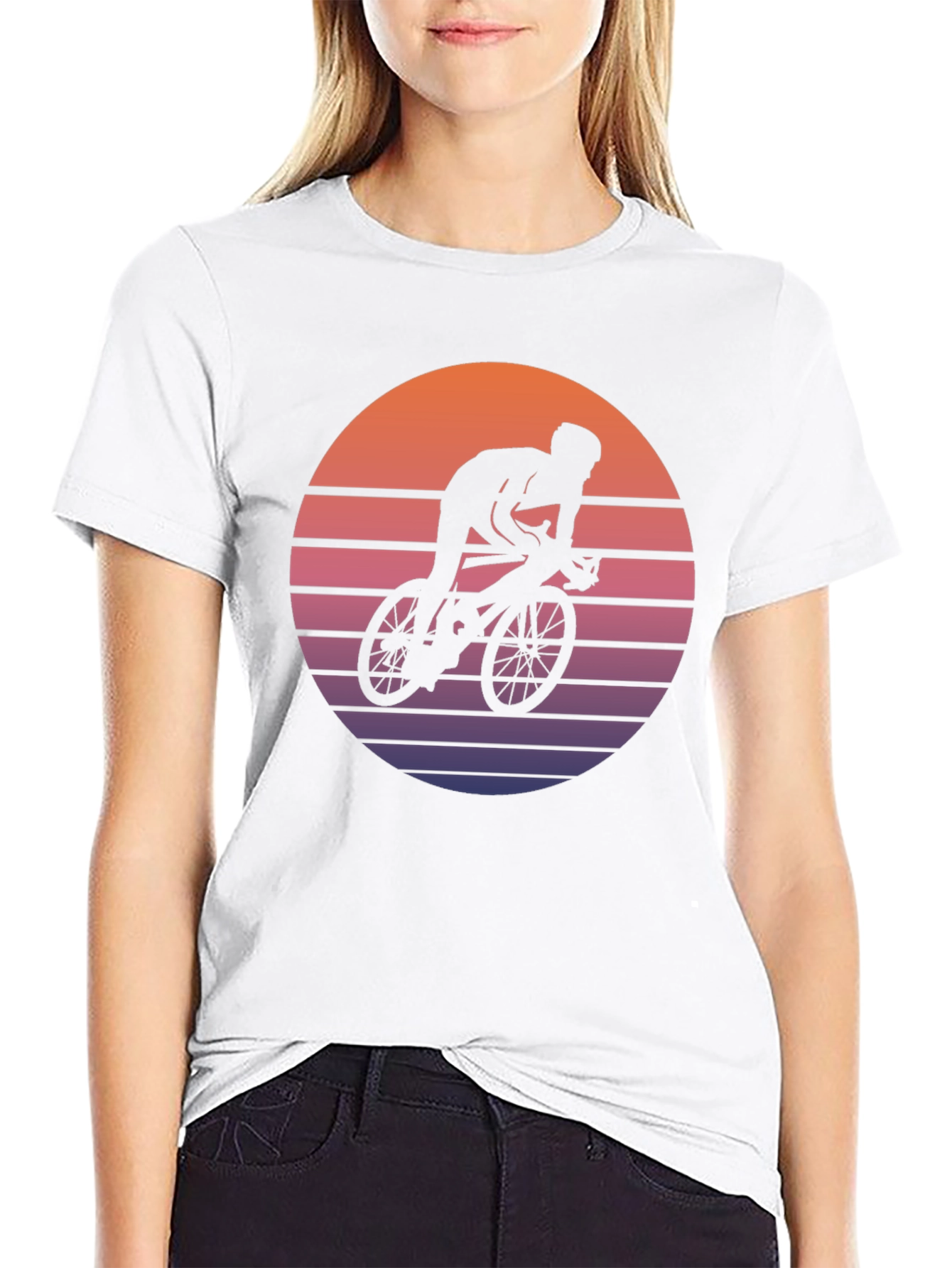 Retro Sunset Cyclist Graphic Tee