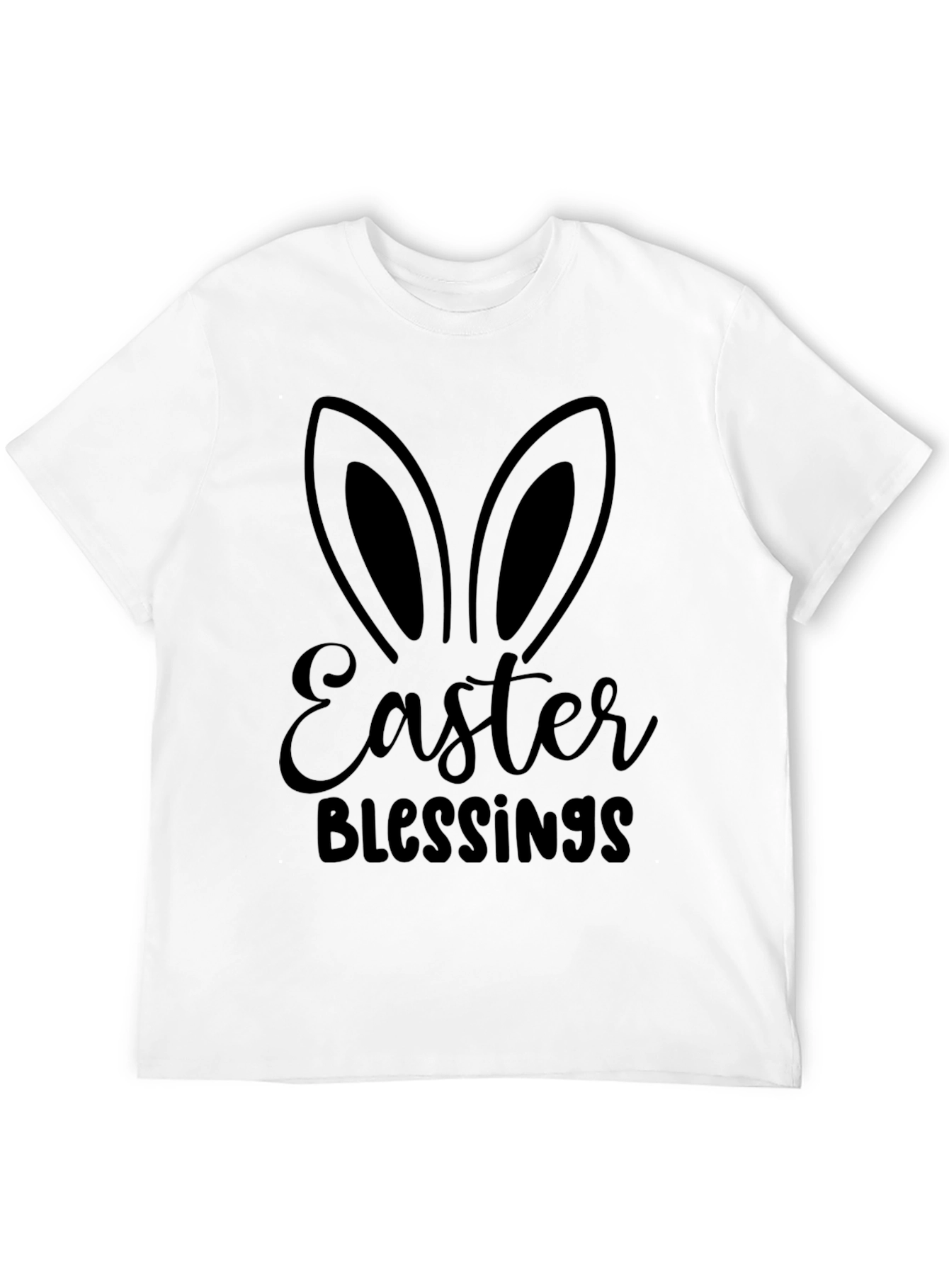 Easter Blessings Bunny Ears Graphic Tee - Black