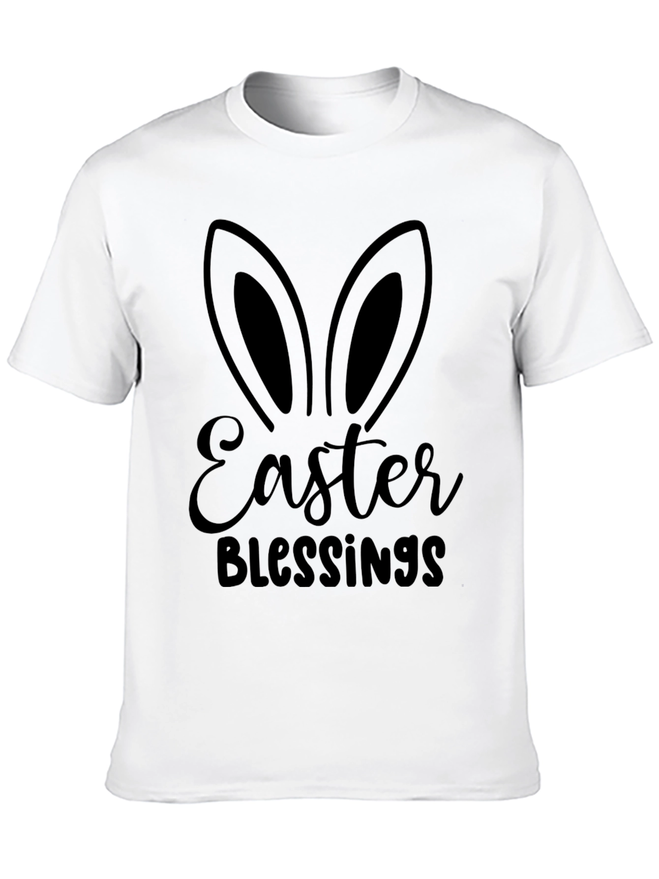 Easter Blessings Bunny Ears Graphic Tee - Black