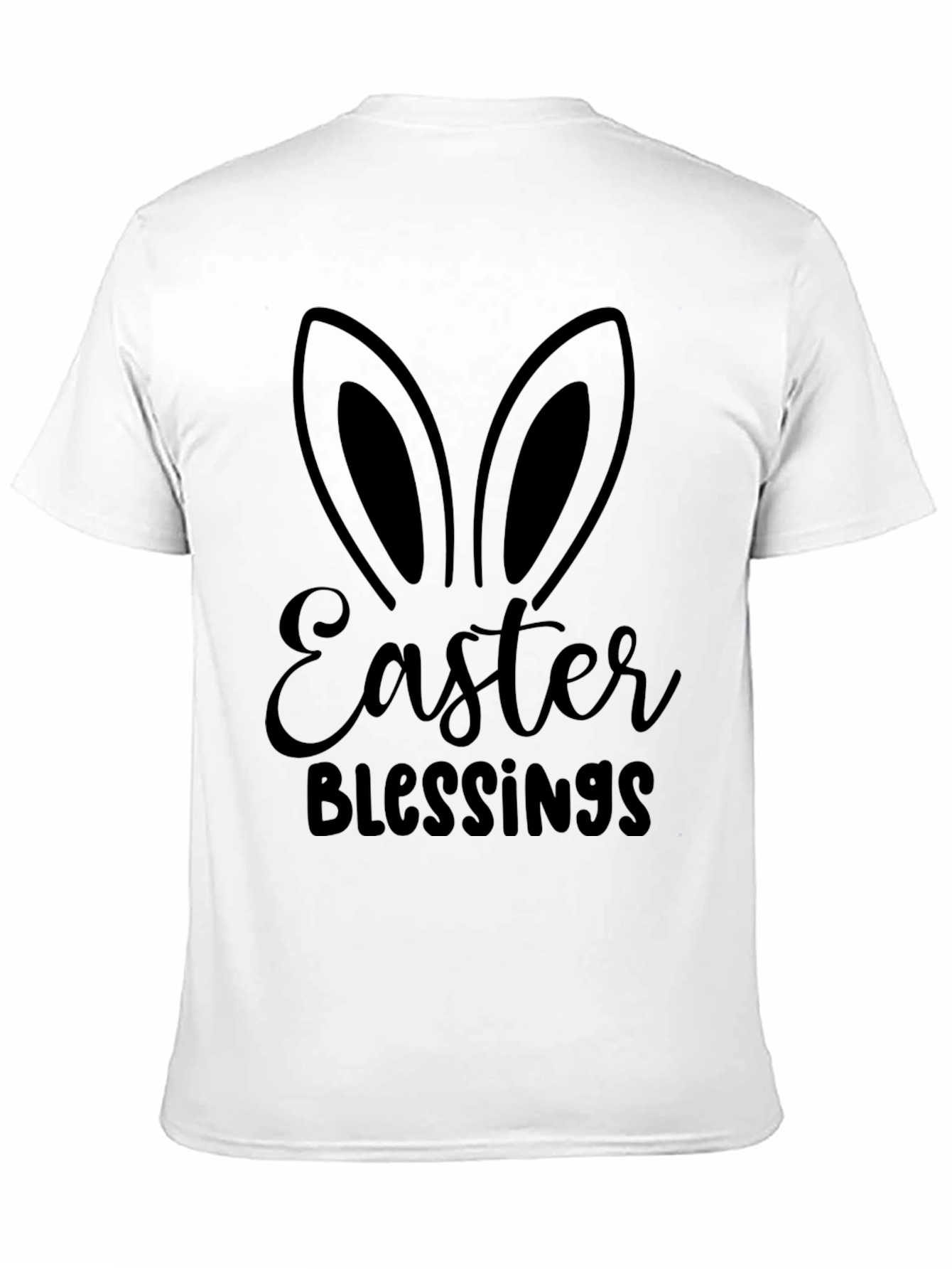 Easter Blessings Bunny Ears Graphic Tee - Black