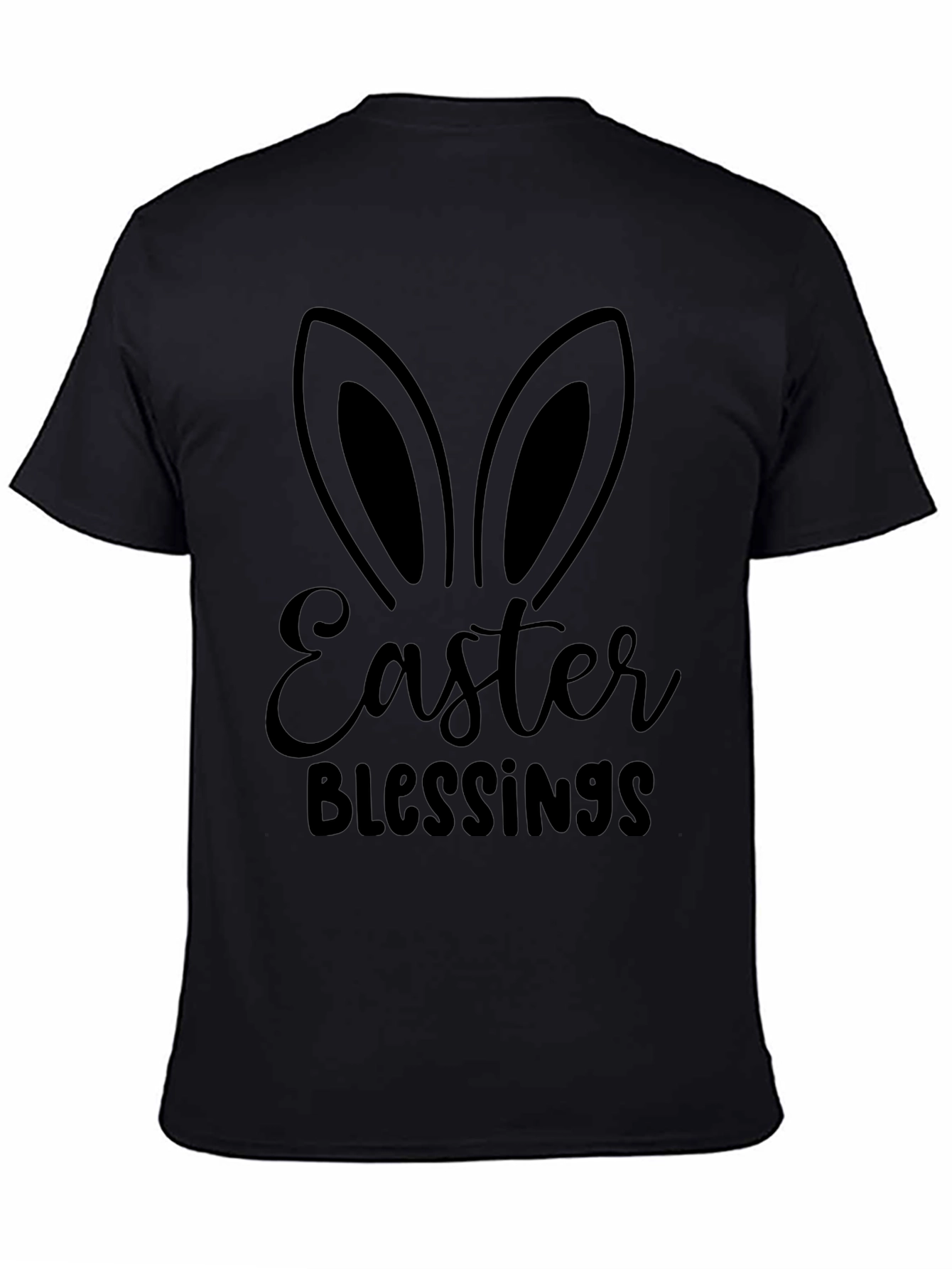 Easter Blessings Bunny Ears Graphic Tee - Black