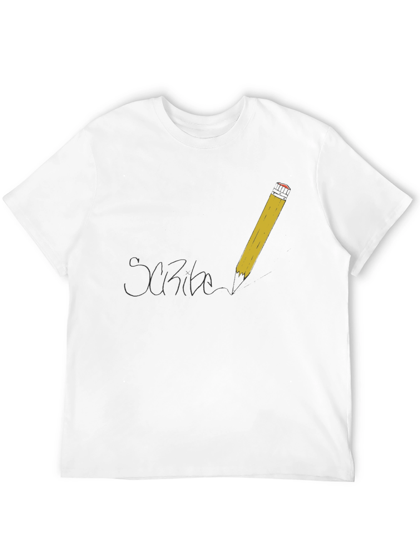 Scribe T-Shirt - Black Cotton Tee with Pencil Design
