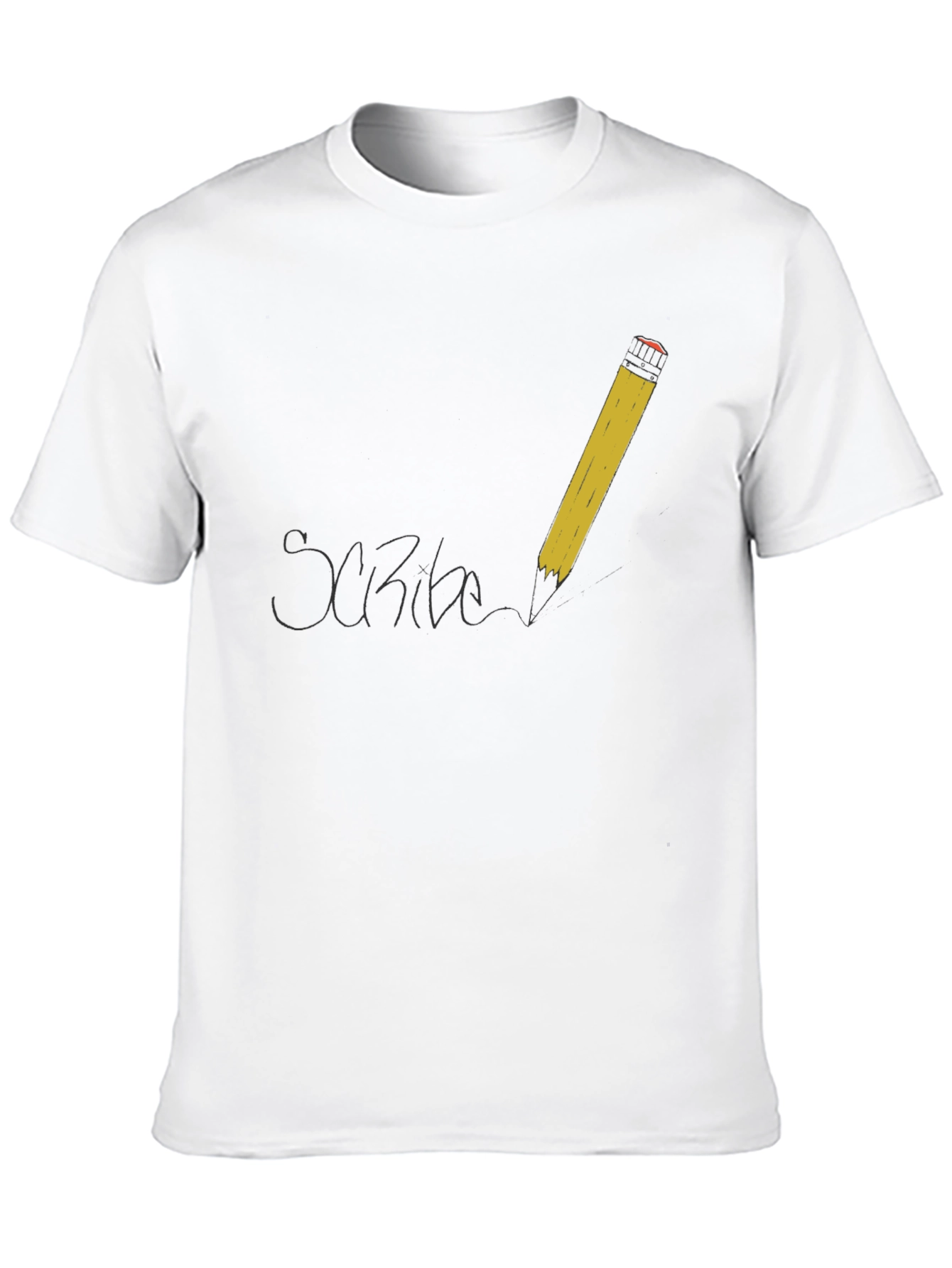 Scribe T-Shirt - Black Cotton Tee with Pencil Design