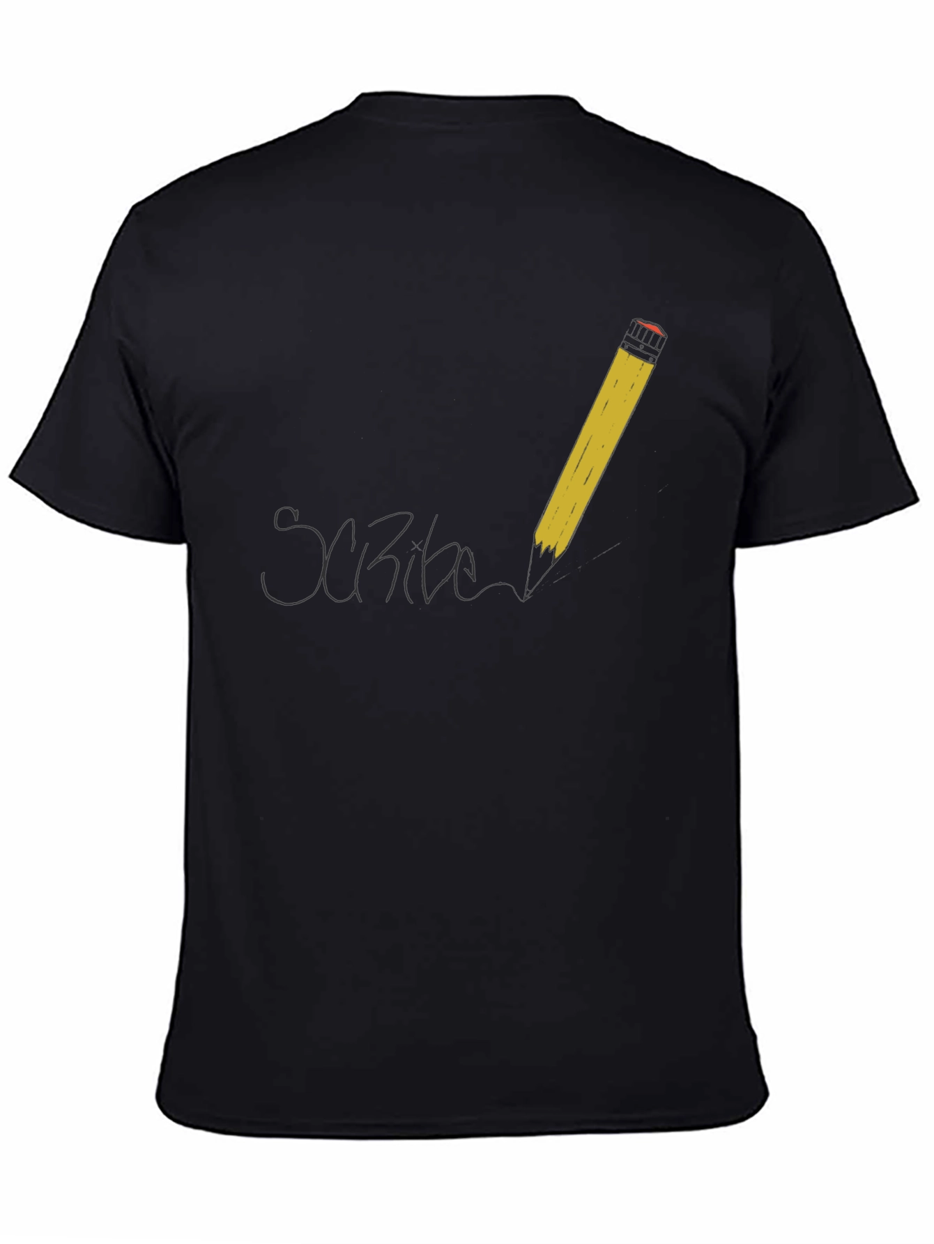 Scribe T-Shirt - Black Cotton Tee with Pencil Design
