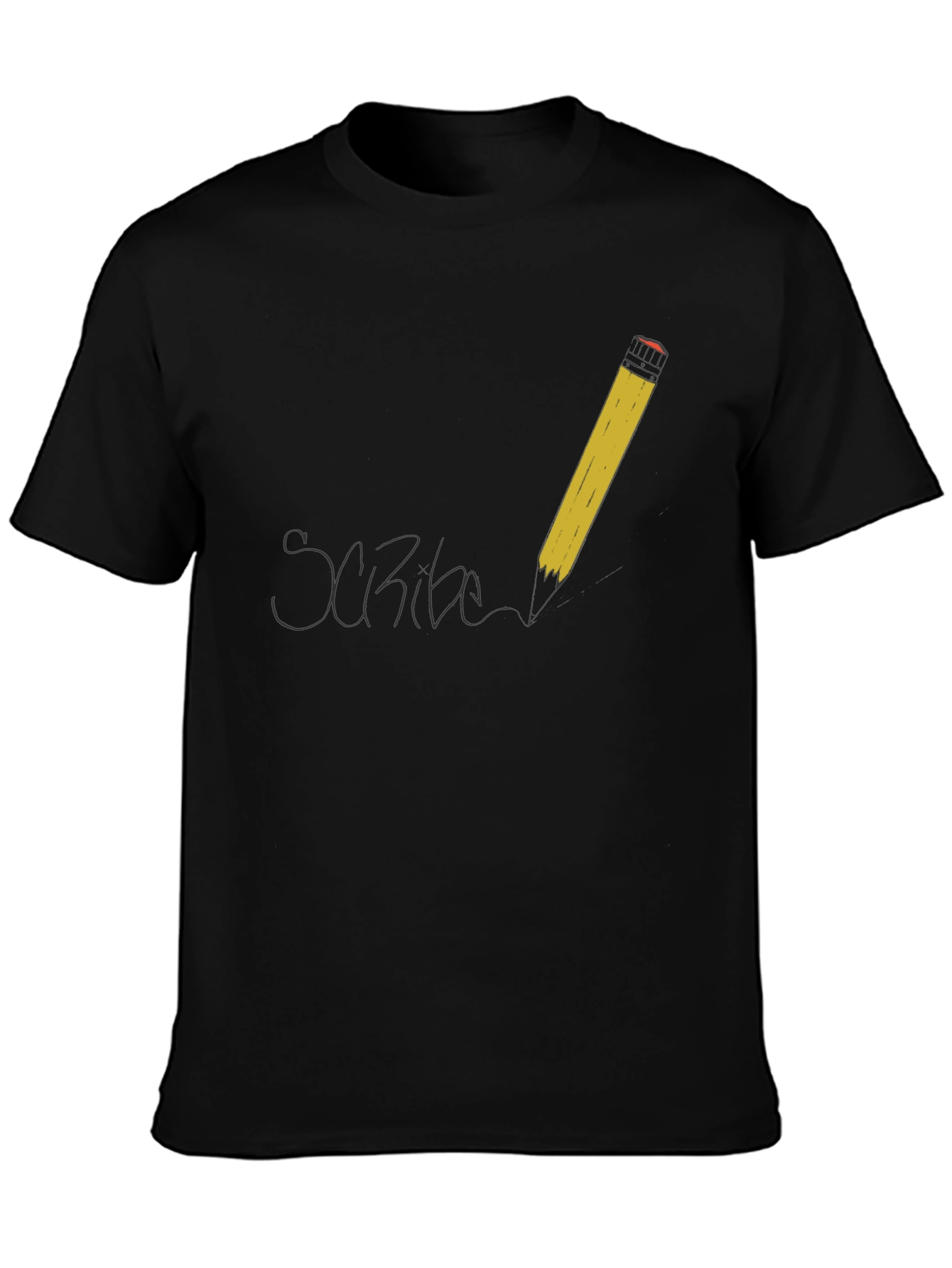 Scribe T-Shirt - Black Cotton Tee with Pencil Design