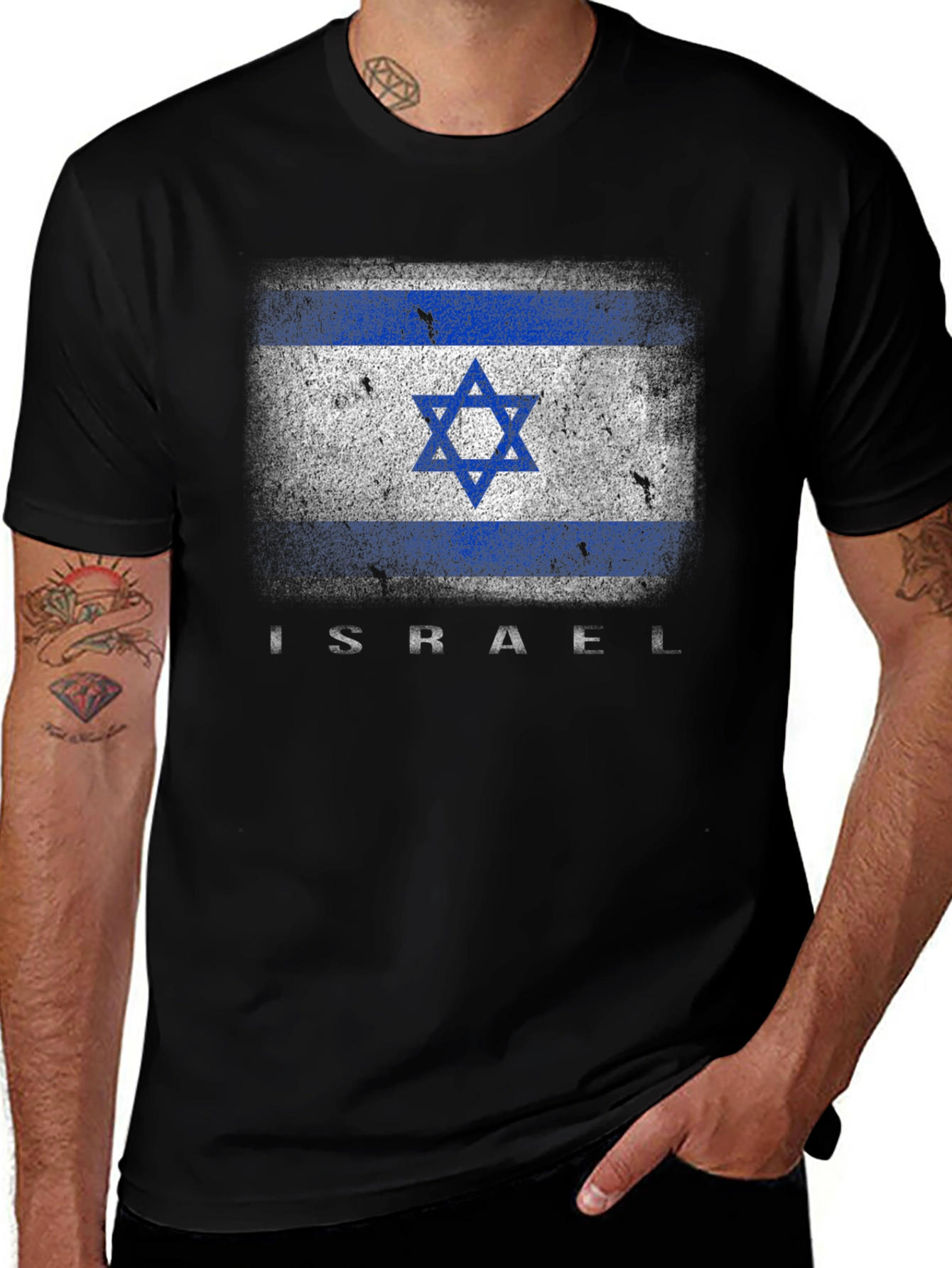 Israel Flag Graphic T-Shirt - Black