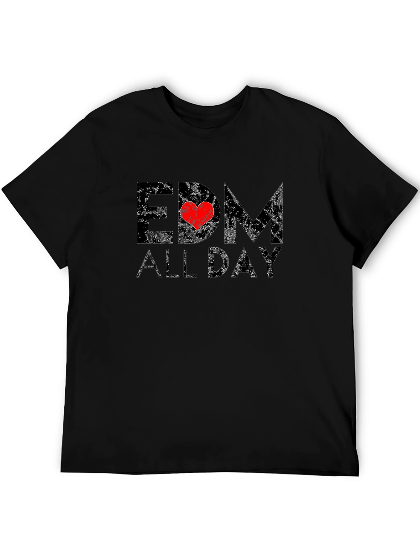 EDM All Day Graphic T-Shirt - Black Crew Neck