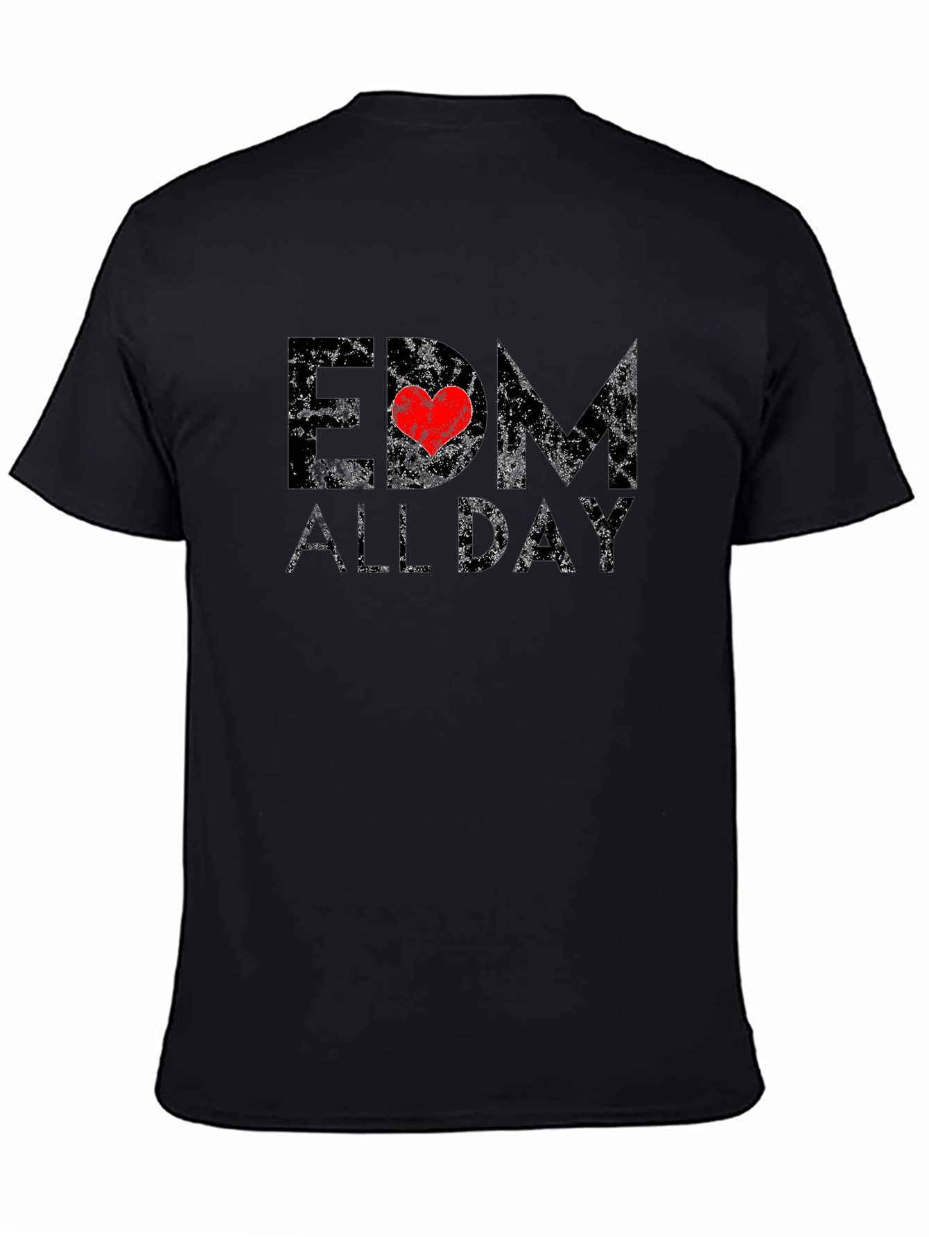 EDM All Day Graphic T-Shirt - Black Crew Neck