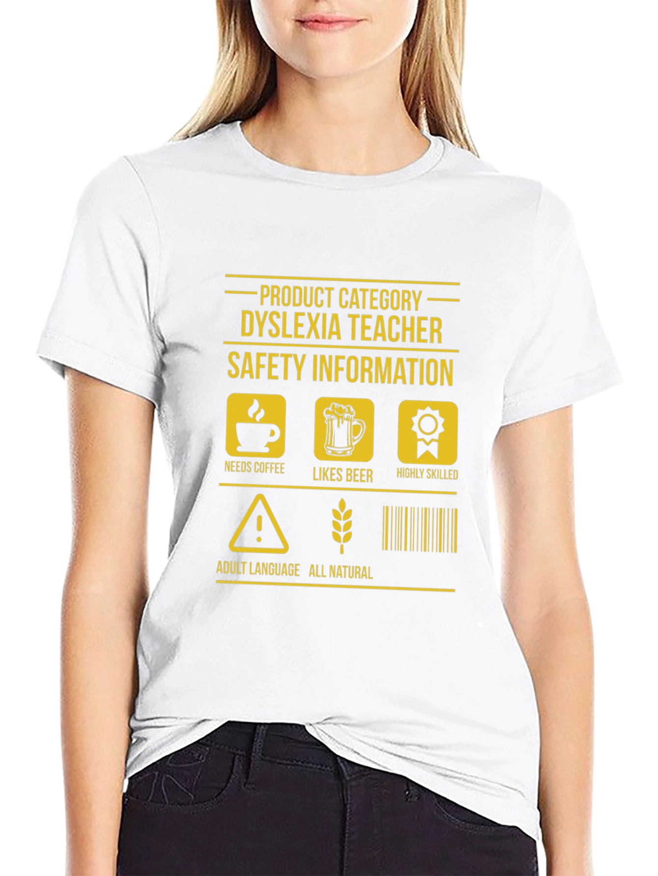 Dyslexia Teacher T-Shirt - Needs Coffee Likes Beer