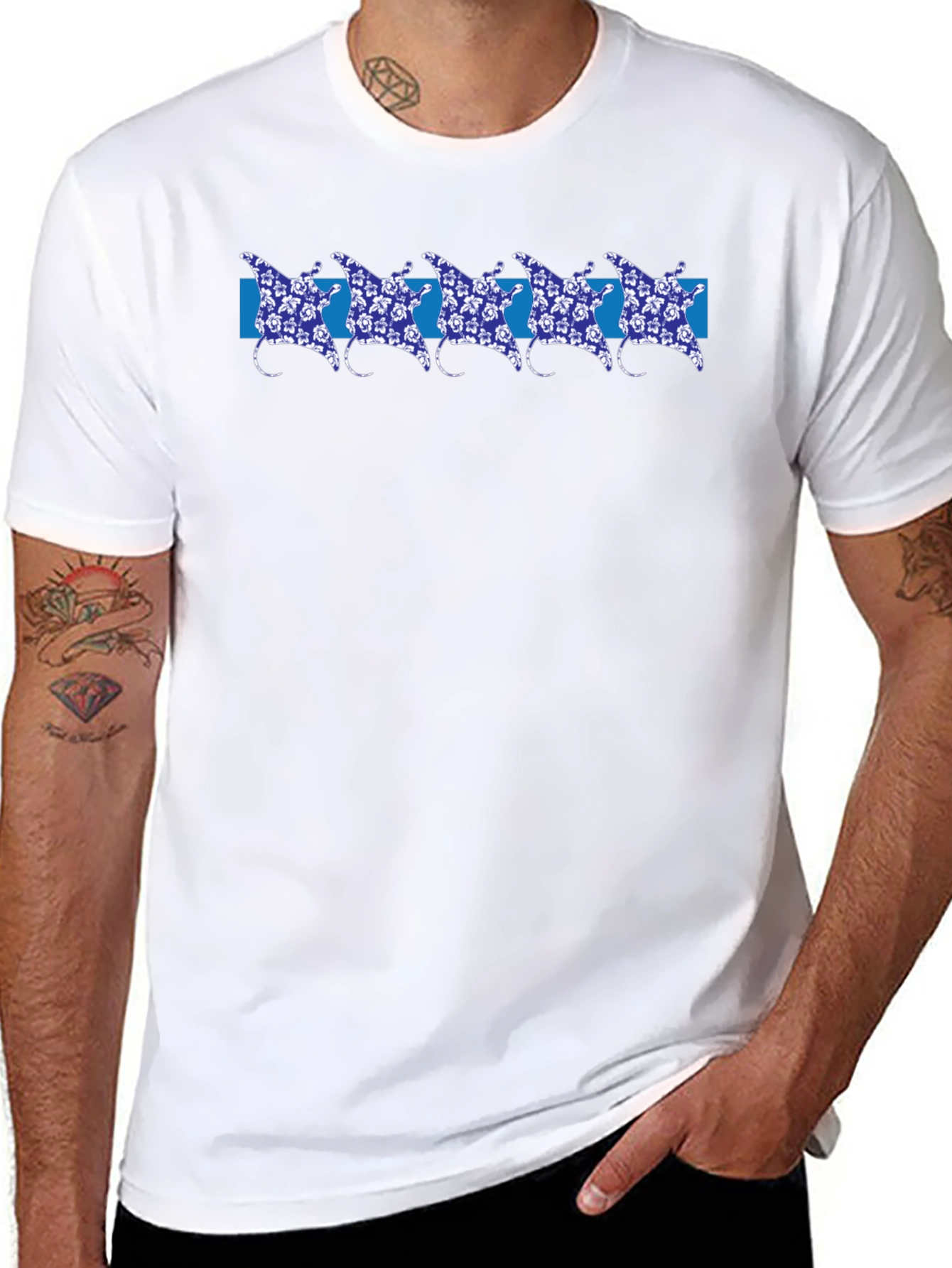 Manta Ray Patterned T-Shirt