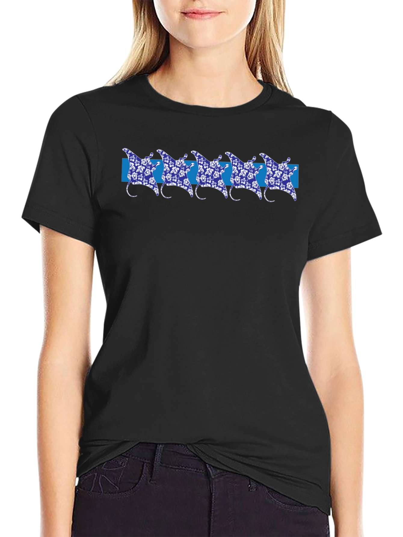 Manta Ray Patterned T-Shirt