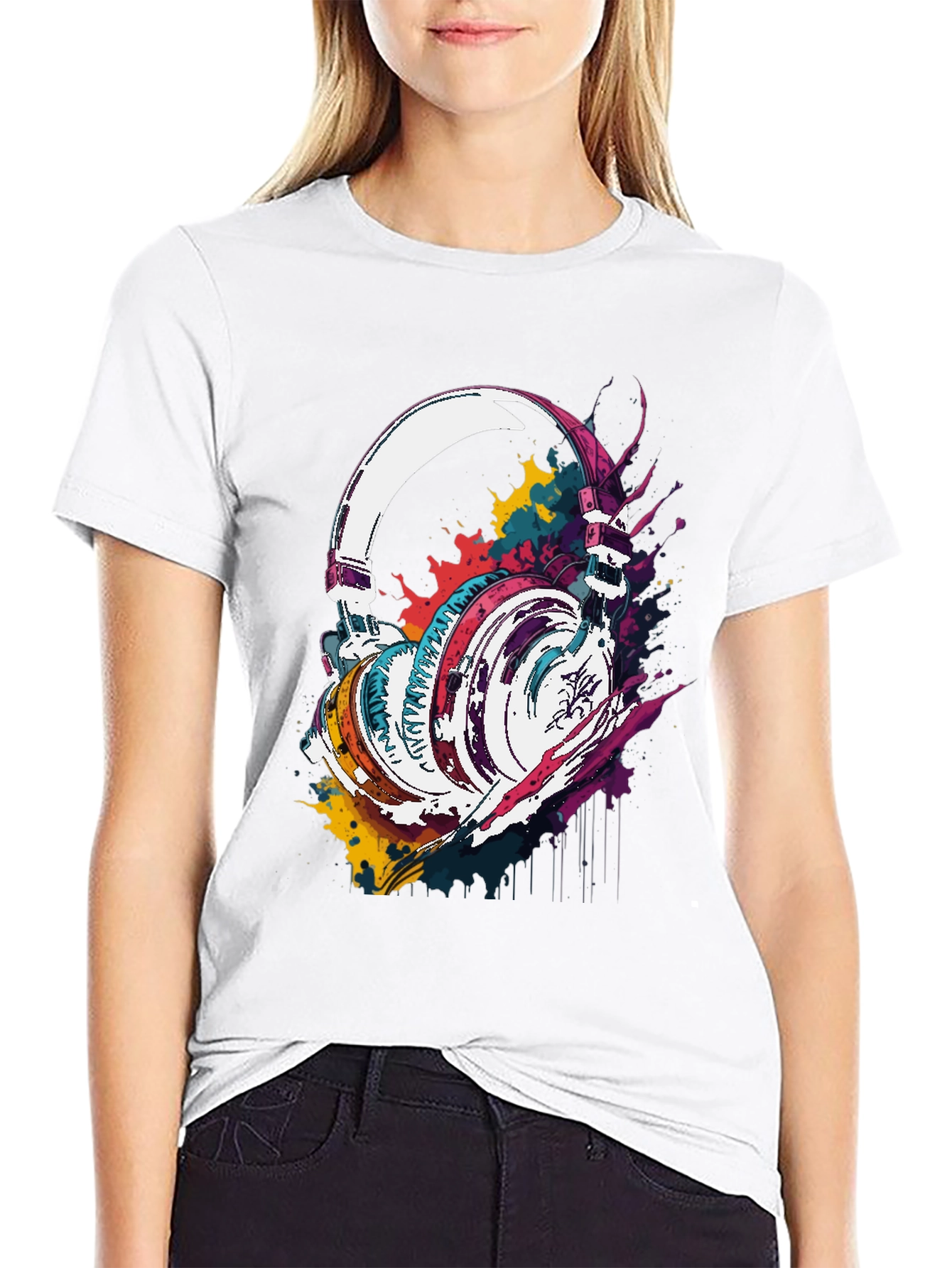 Colorful Headphones Graphic T-Shirt