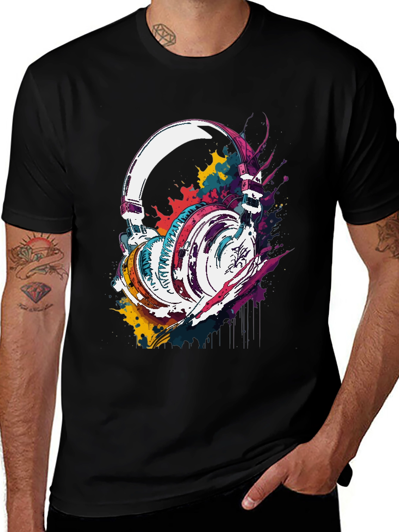 Colorful Headphones Graphic T-Shirt