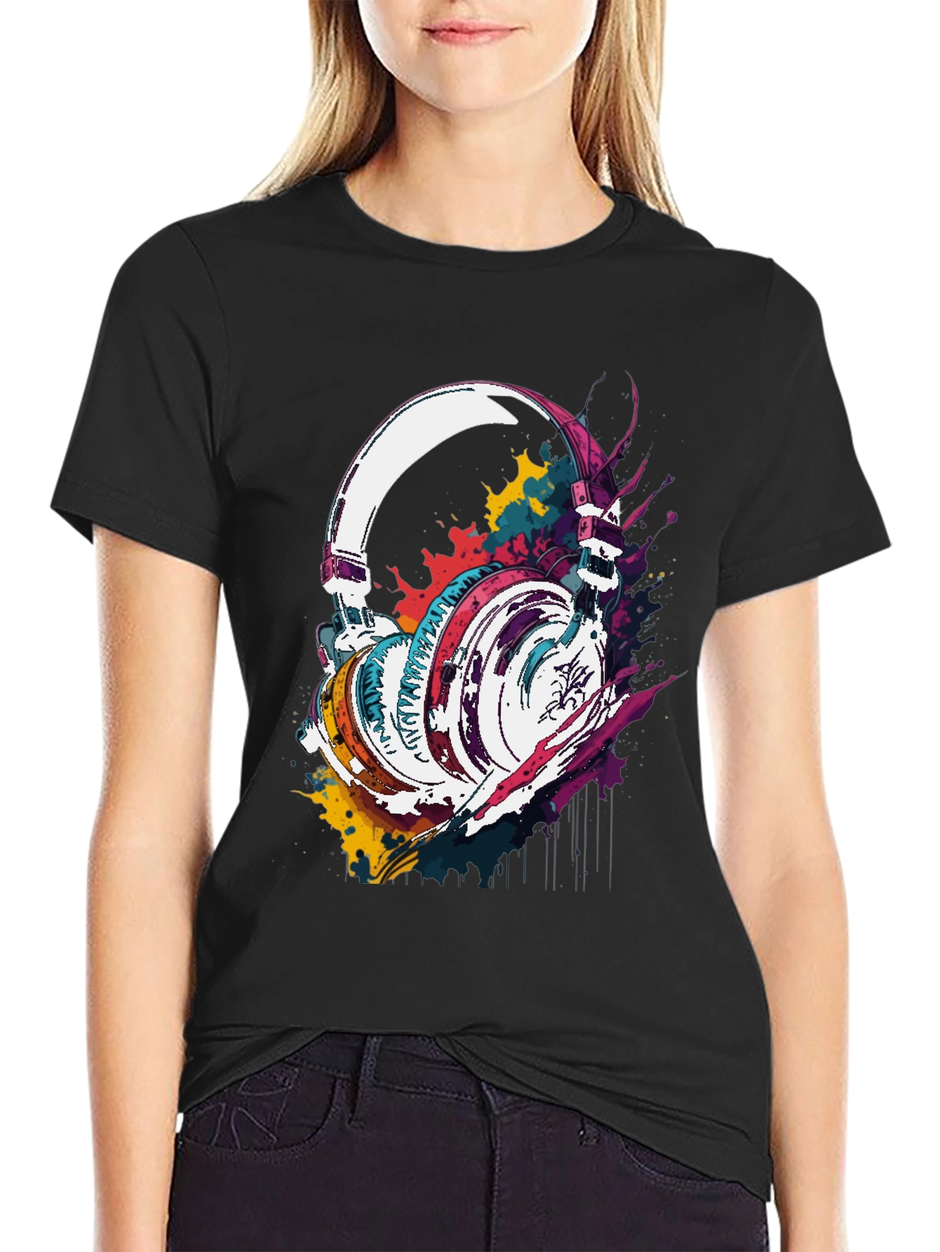 Colorful Headphones Graphic T-Shirt