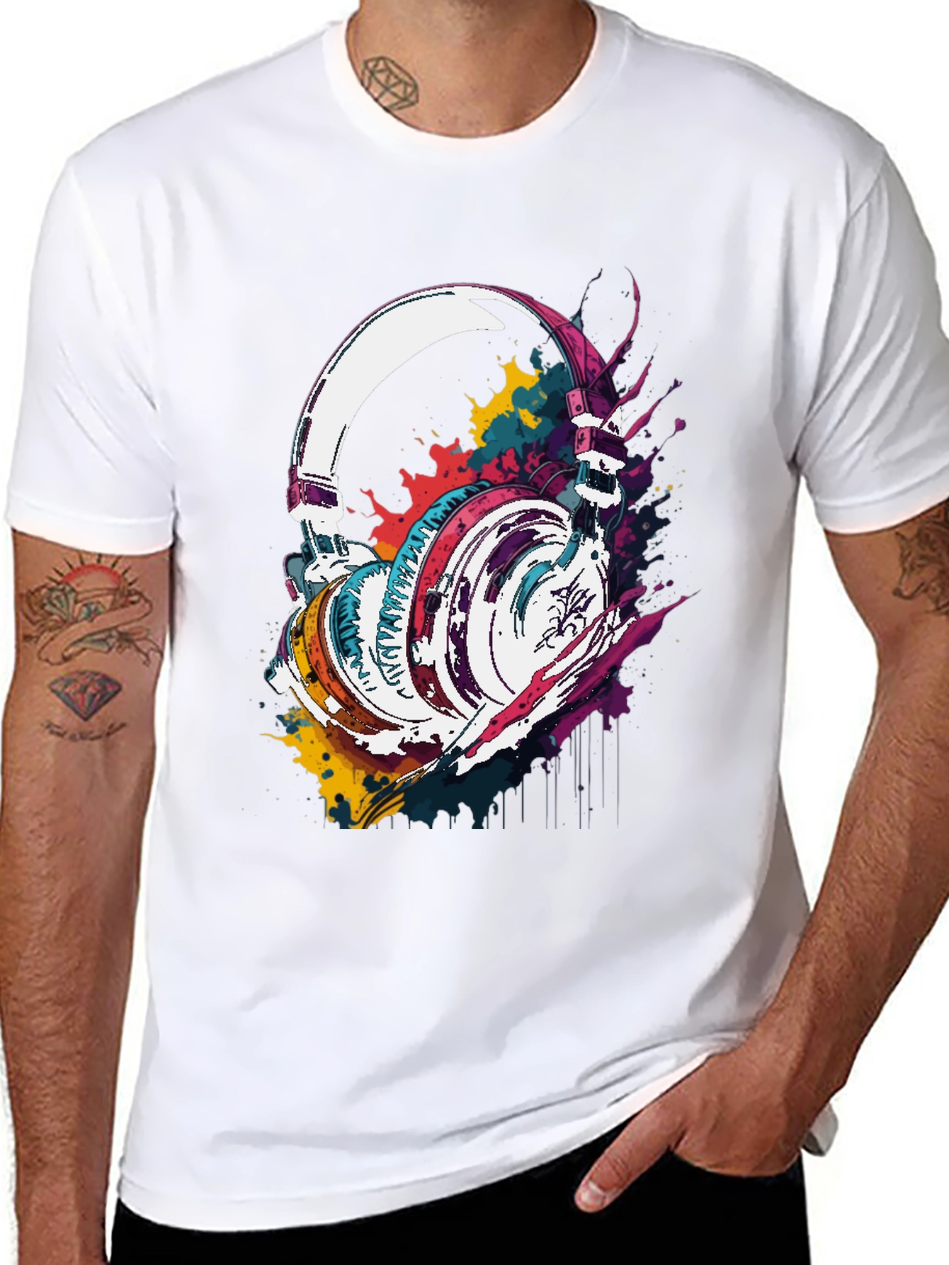 Colorful Headphones Graphic T-Shirt