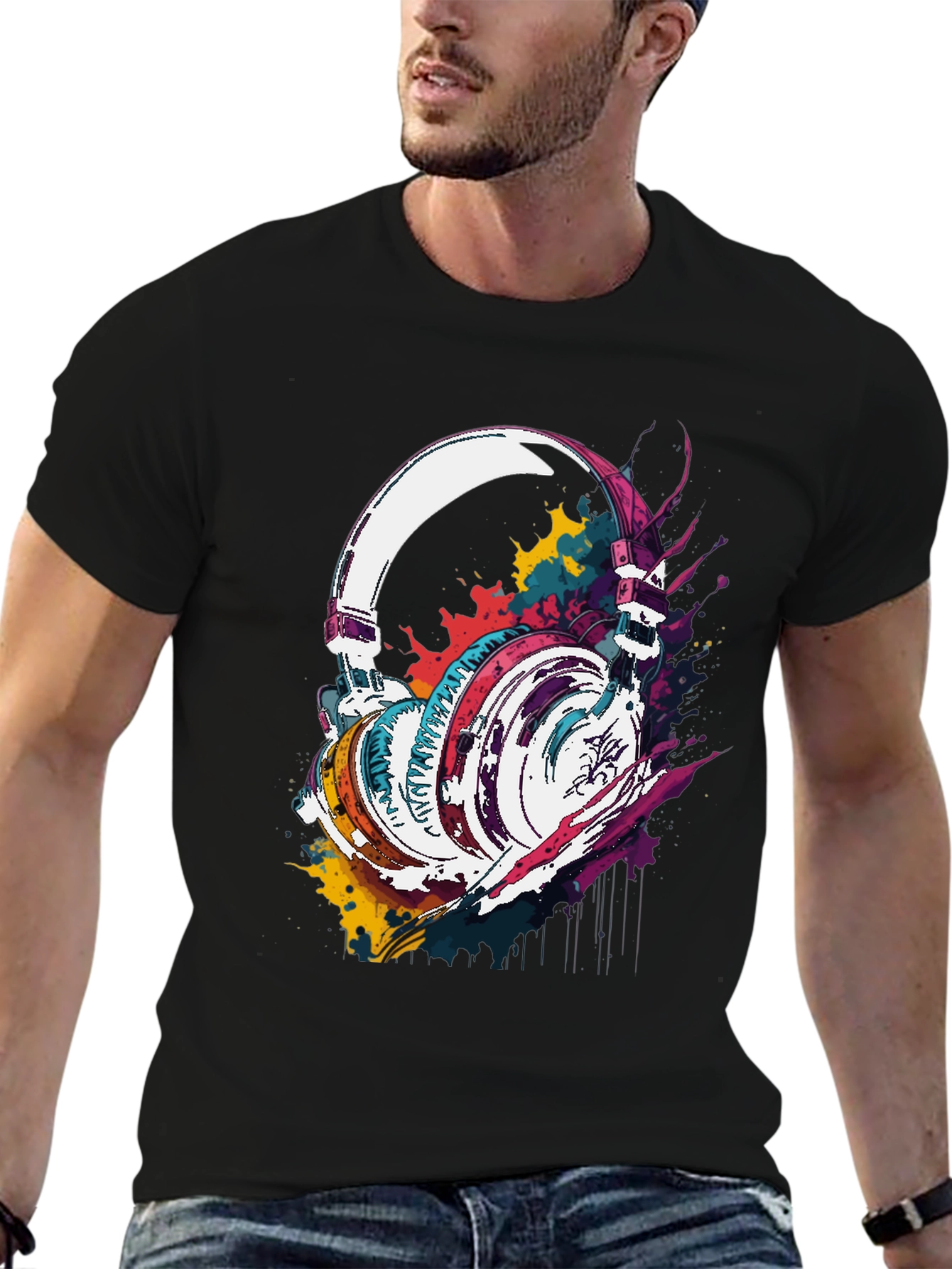 Colorful Headphones Graphic T-Shirt