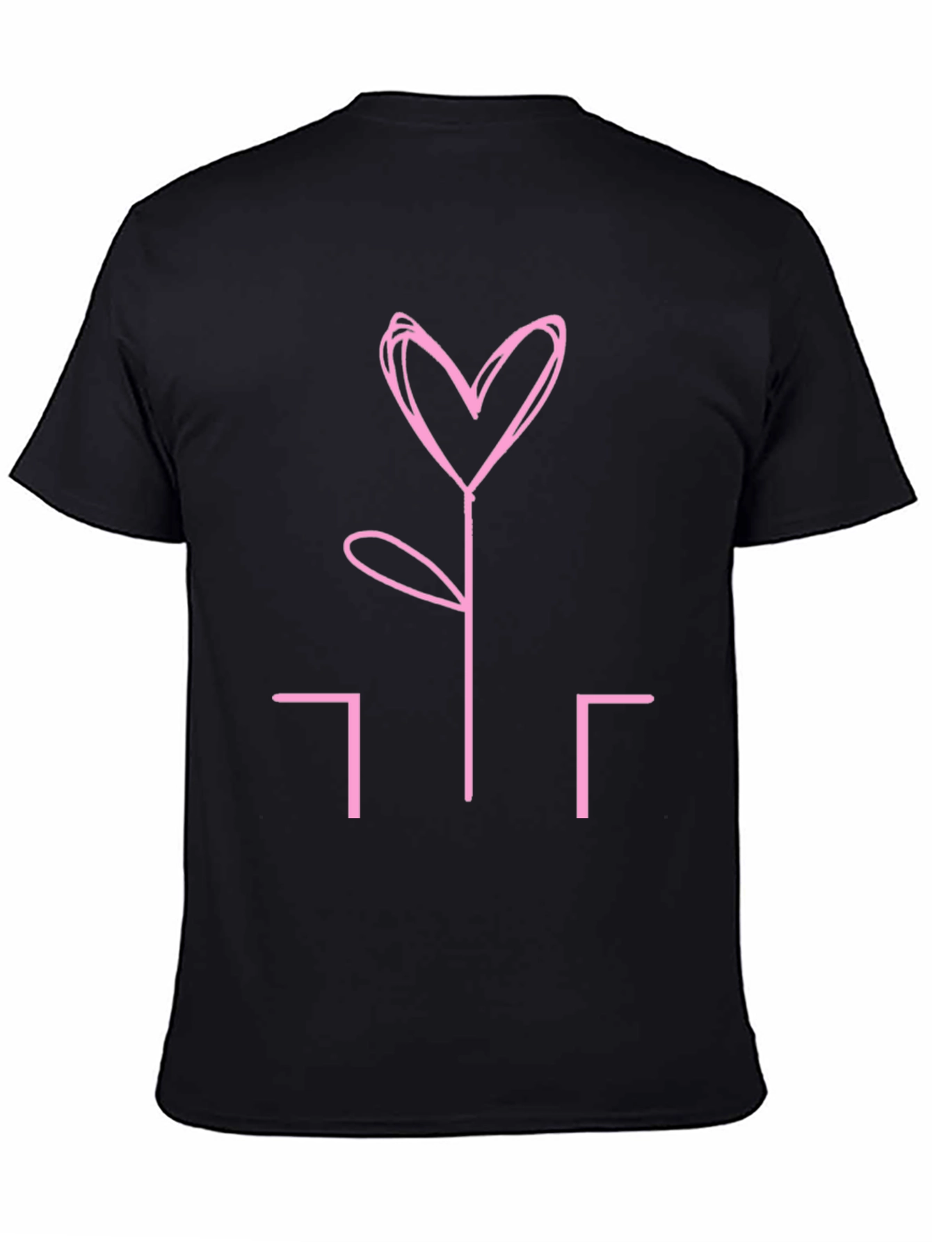 Heart Flower Graphic Tee - Stylish Black T-Shirt