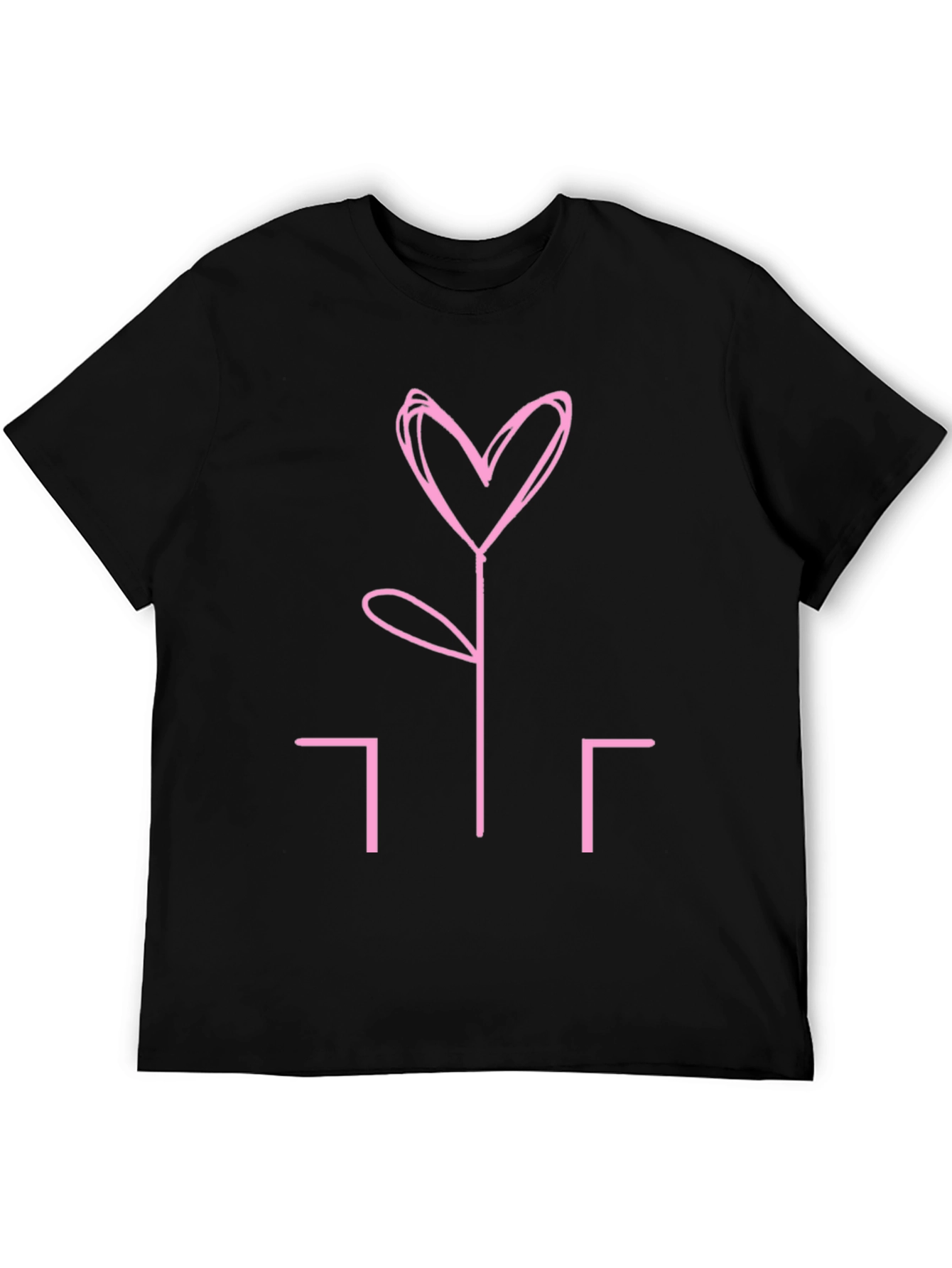 Heart Flower Graphic Tee - Stylish Black T-Shirt