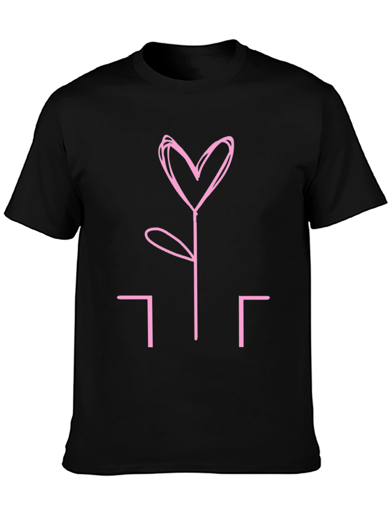 Heart Flower Graphic Tee - Stylish Black T-Shirt