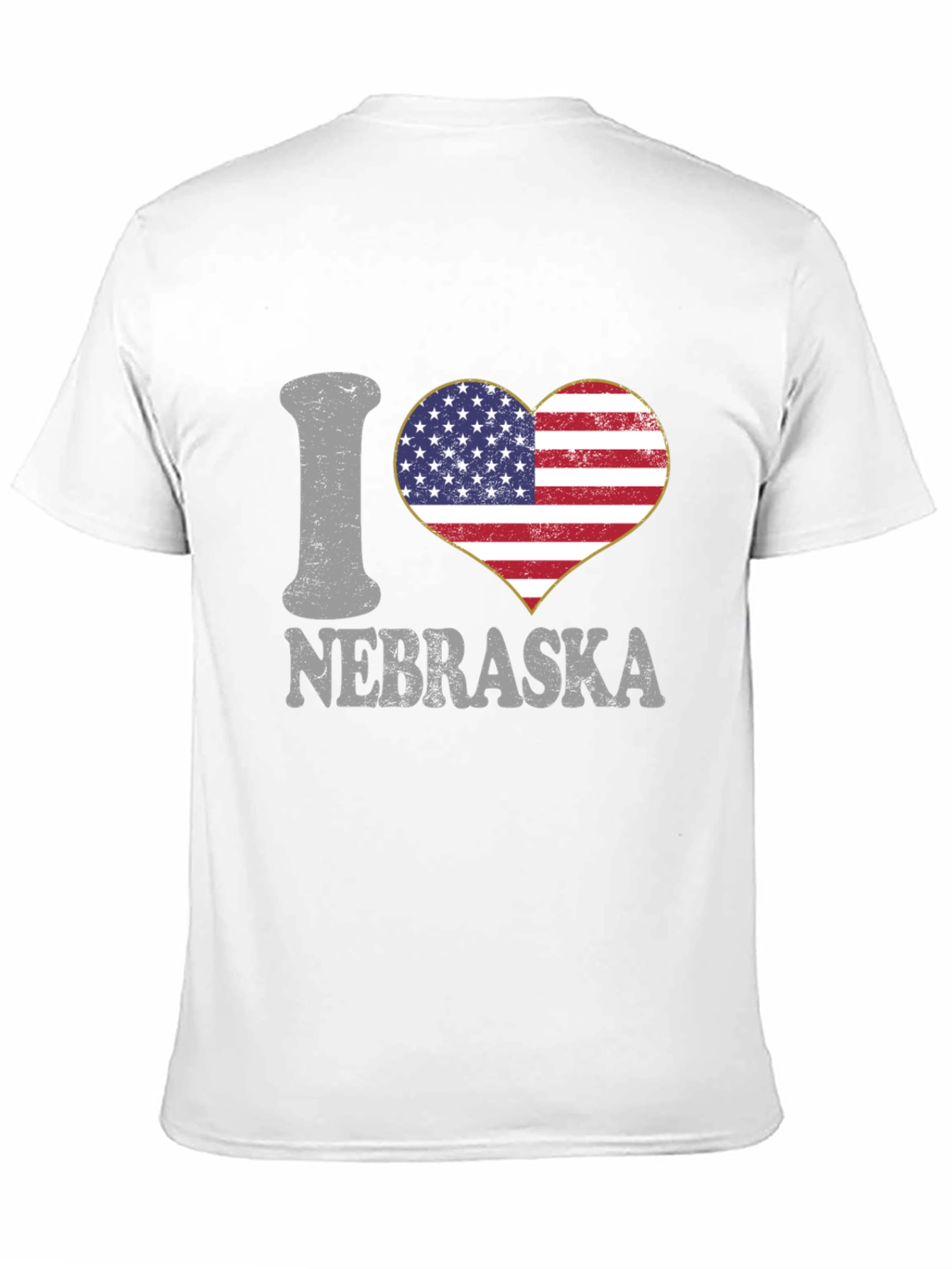 I Love Nebraska American Flag Heart Graphic Tee