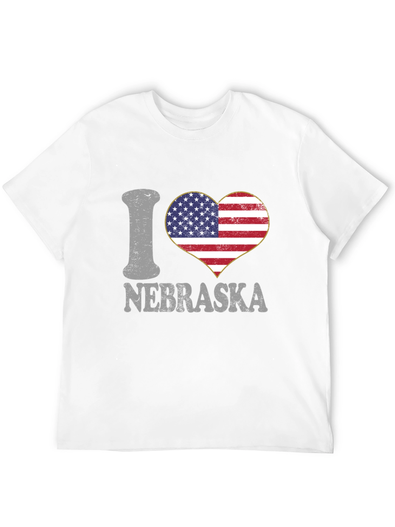 I Love Nebraska American Flag Heart Graphic Tee