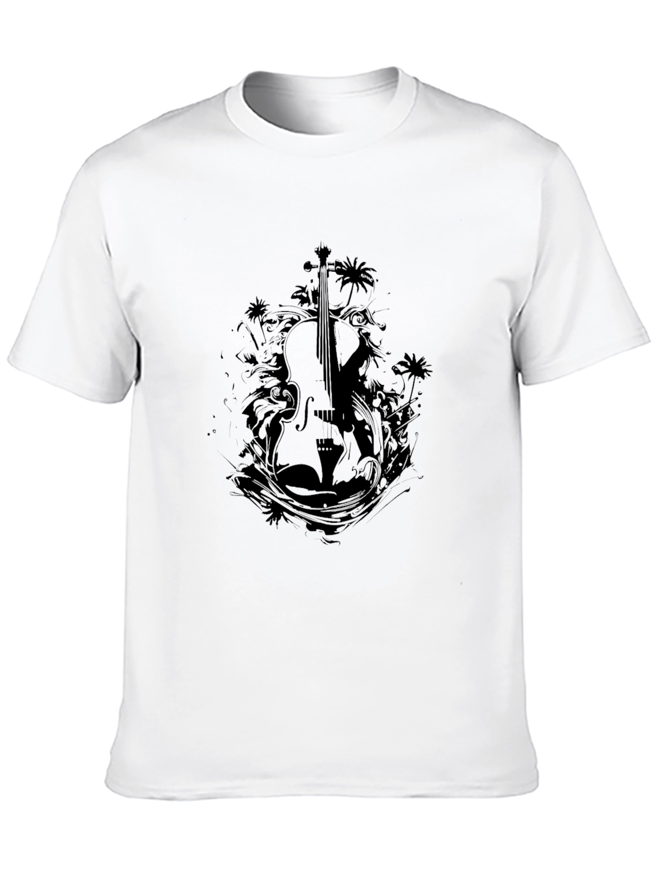 Stylish Black Violin Graphic T-Shirt
