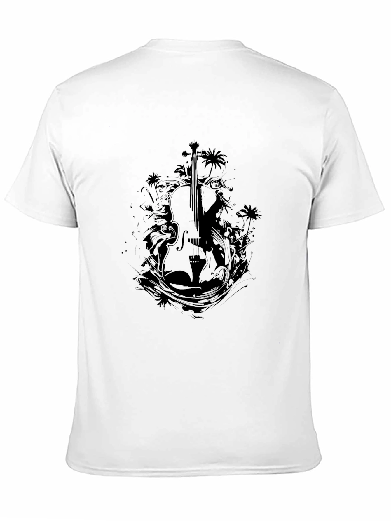 Stylish Black Violin Graphic T-Shirt