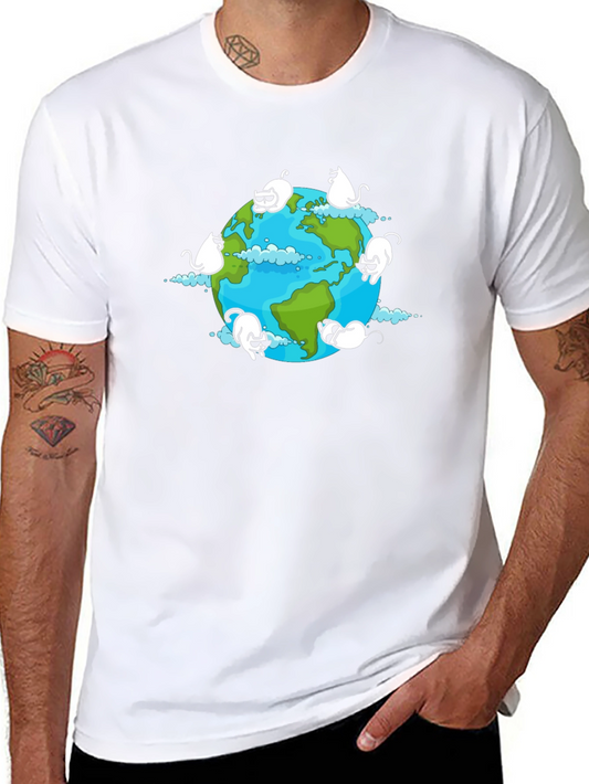 Cat Earth Graphic Black T-Shirt