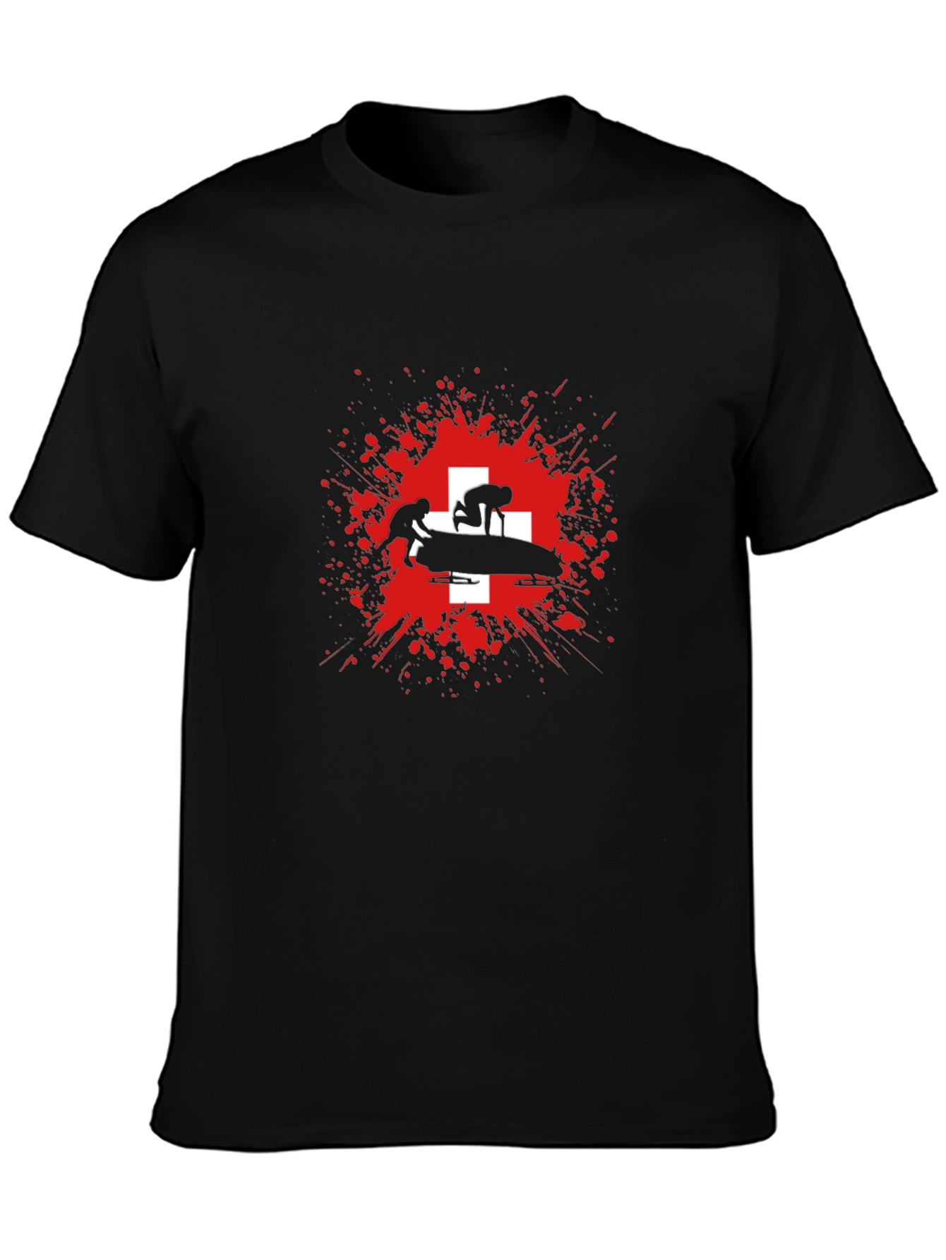 Bobsled Team Switzerland T-Shirt - Black Graphic Tee
