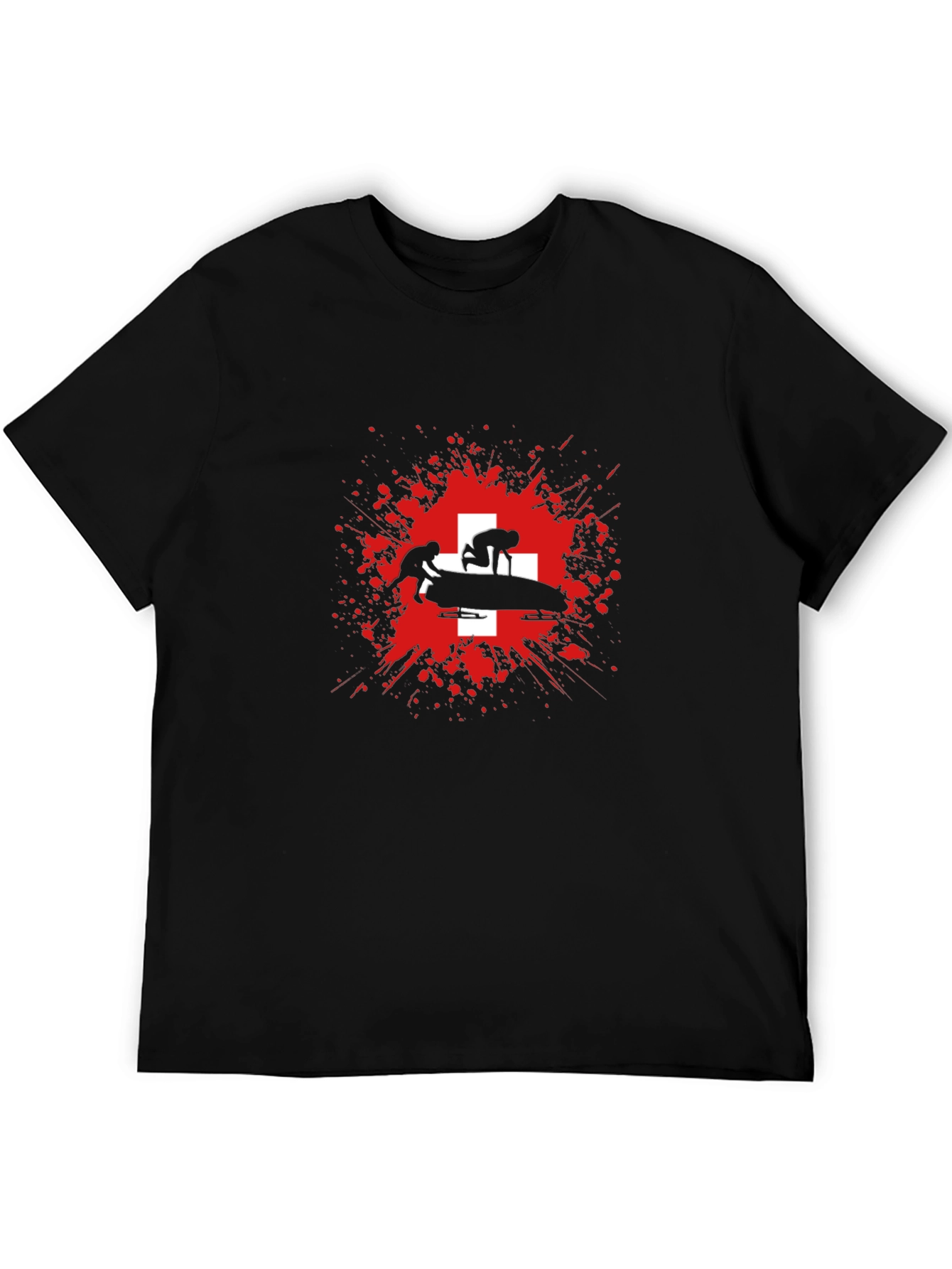 Bobsled Team Switzerland T-Shirt - Black Graphic Tee
