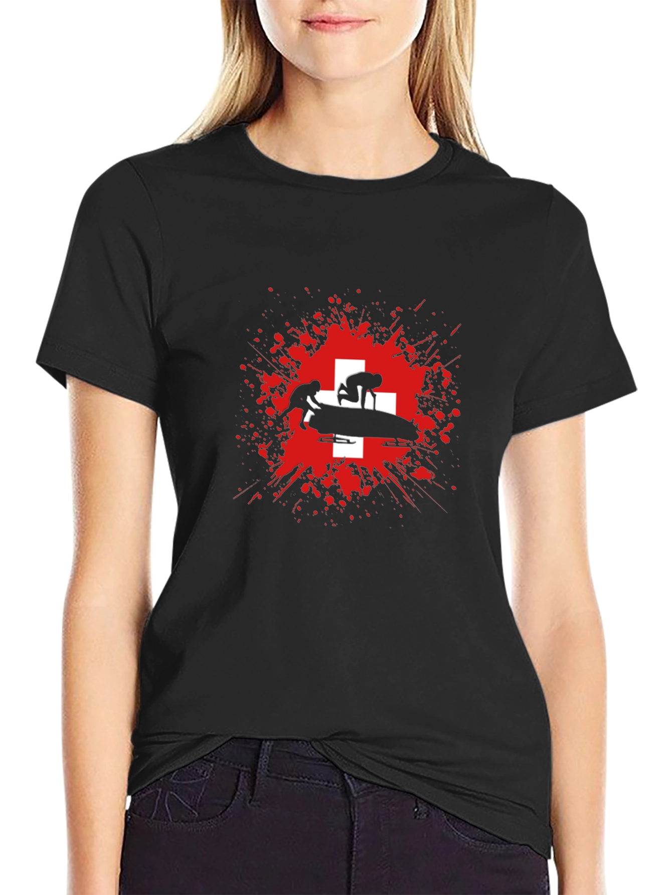 Bobsled Team Switzerland T-Shirt - Black Graphic Tee