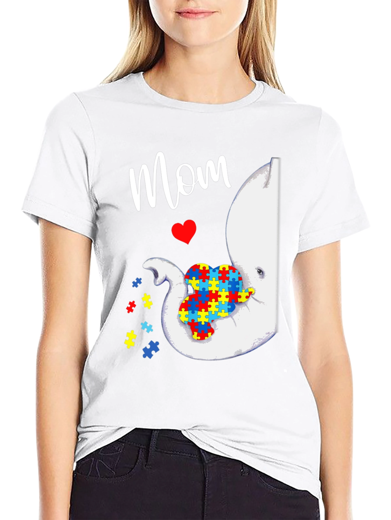 Autism Awareness Elephant Mom T-Shirt