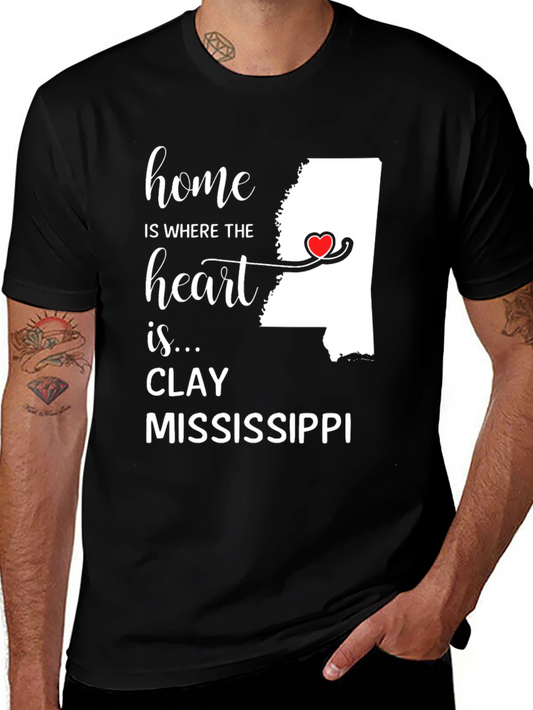 Clay Mississippi Home Heart T-Shirt