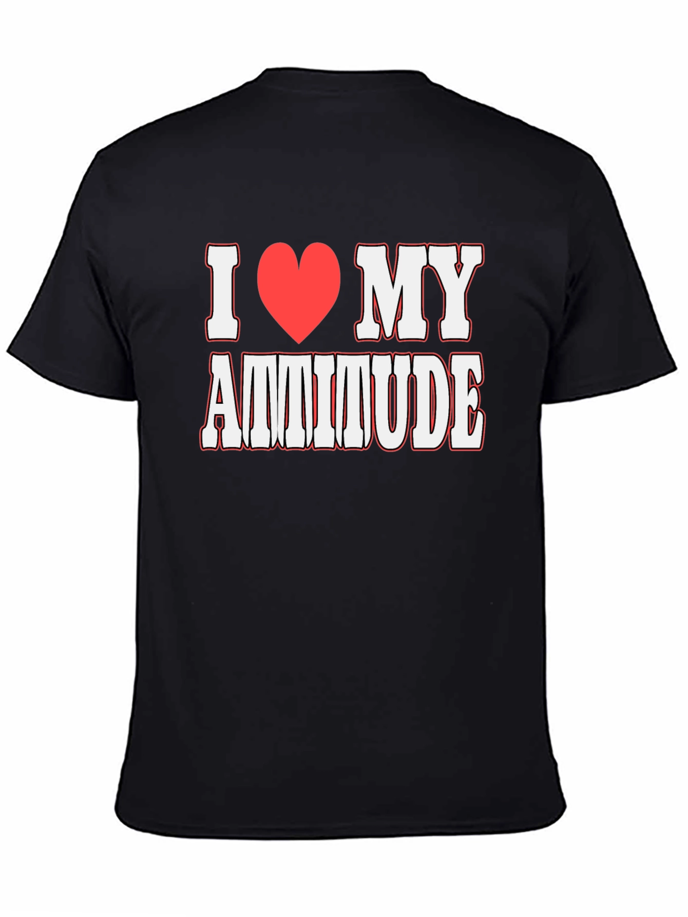 I Heart My Attitude Graphic T-Shirt - Black